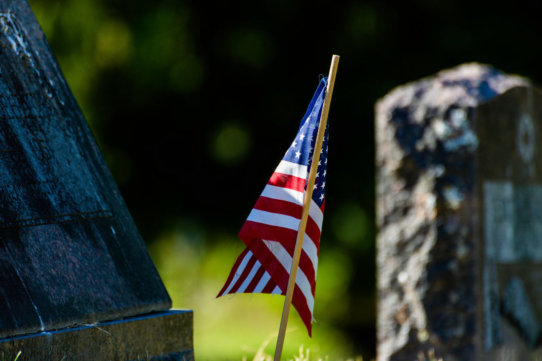 An American Flag for in a American Veteran cemetery