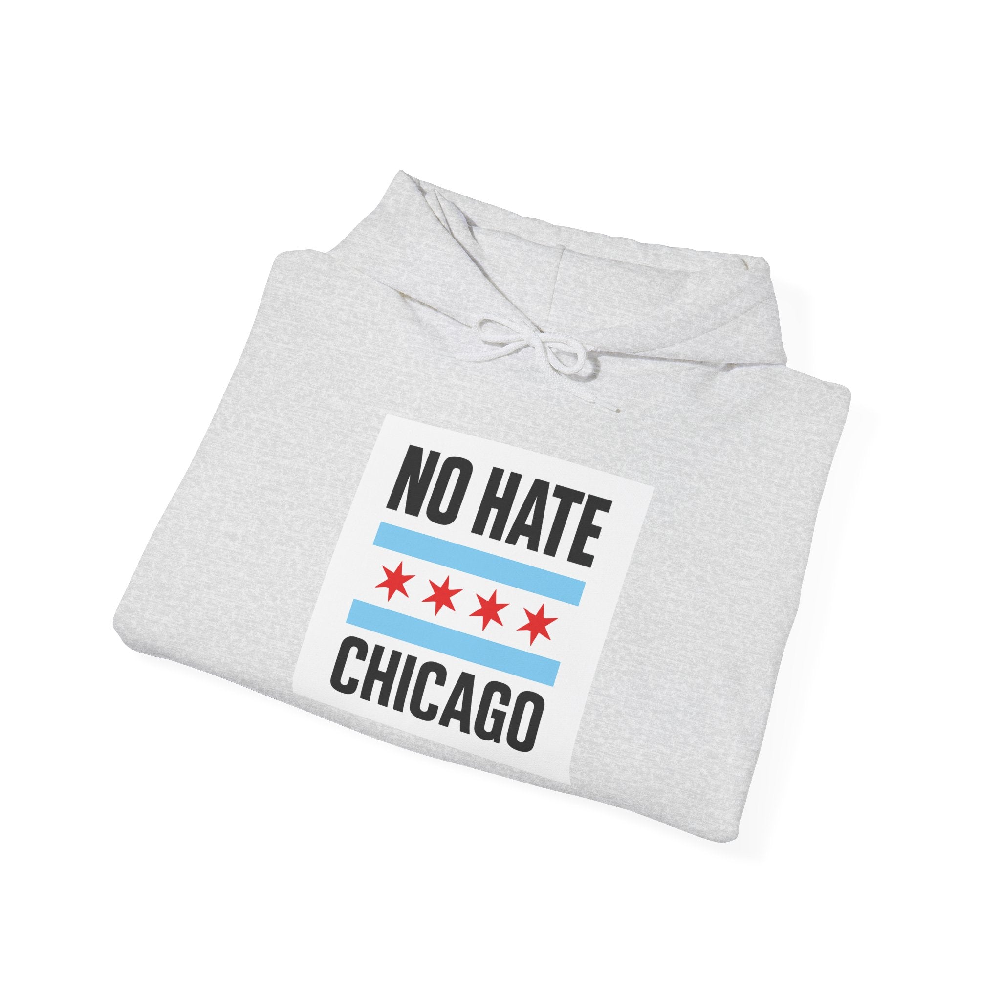 Unisex Hoodie with No Hate Chicago Design | Cozy Streetwear, Gift for Chicagoans, Political Statement, Casual Wear, Apparel