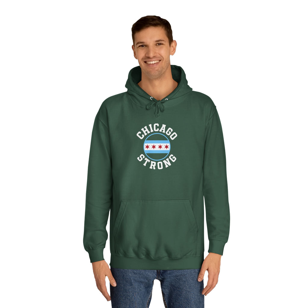 Chicago Strong Unisex Hoodie - Chicagoland Pride Pullover with Chicago Flag Emblem
