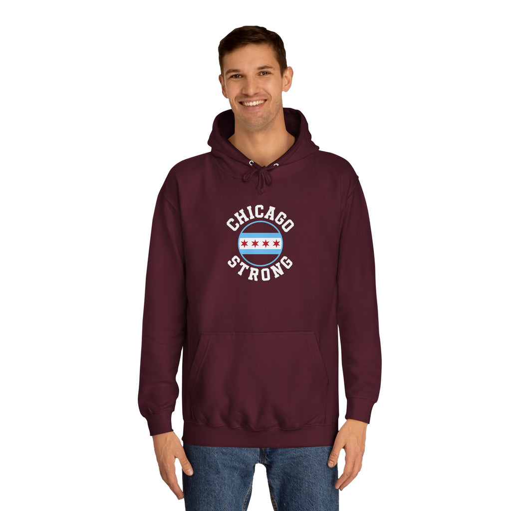 Chicago Strong Unisex Hoodie - Chicagoland Pride Pullover with Chicago Flag Emblem