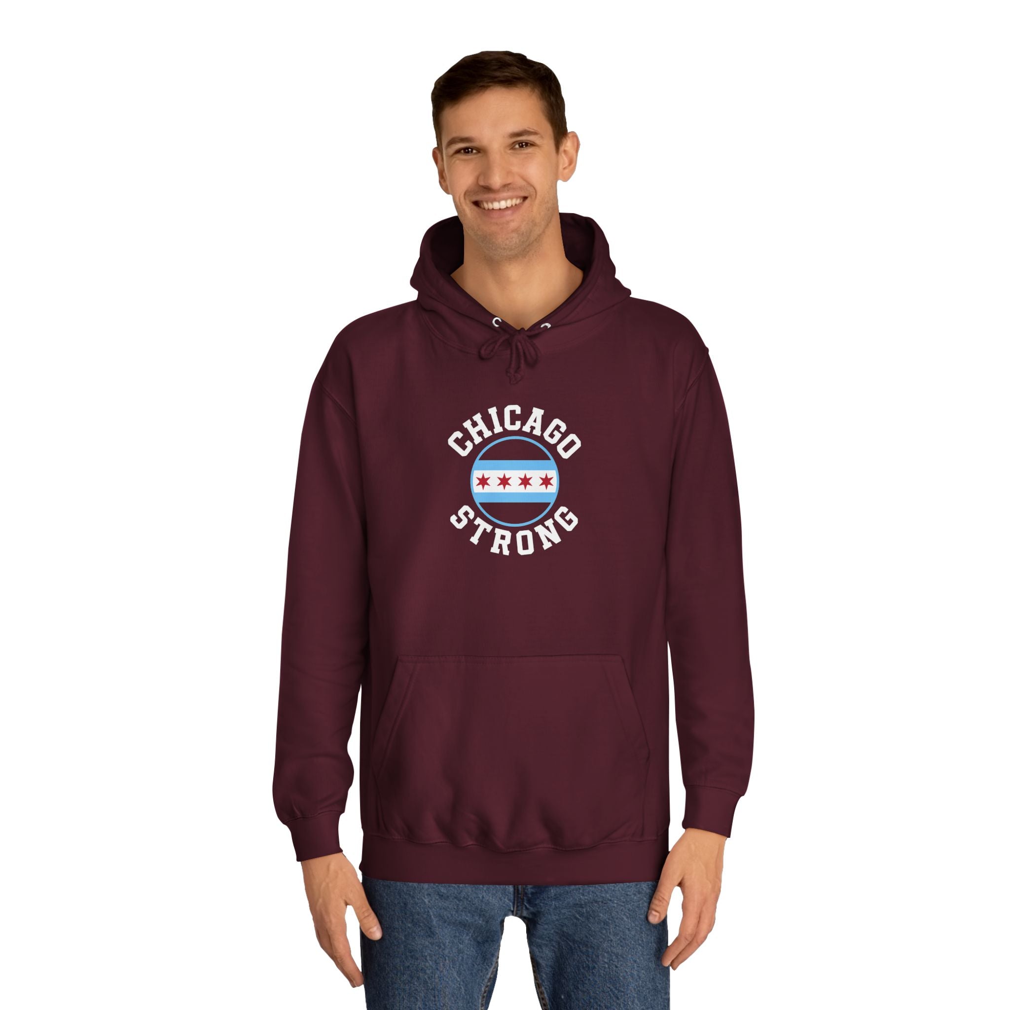 Chicago Strong Unisex Hoodie - Chicagoland Pride Pullover with Chicago Flag Emblem