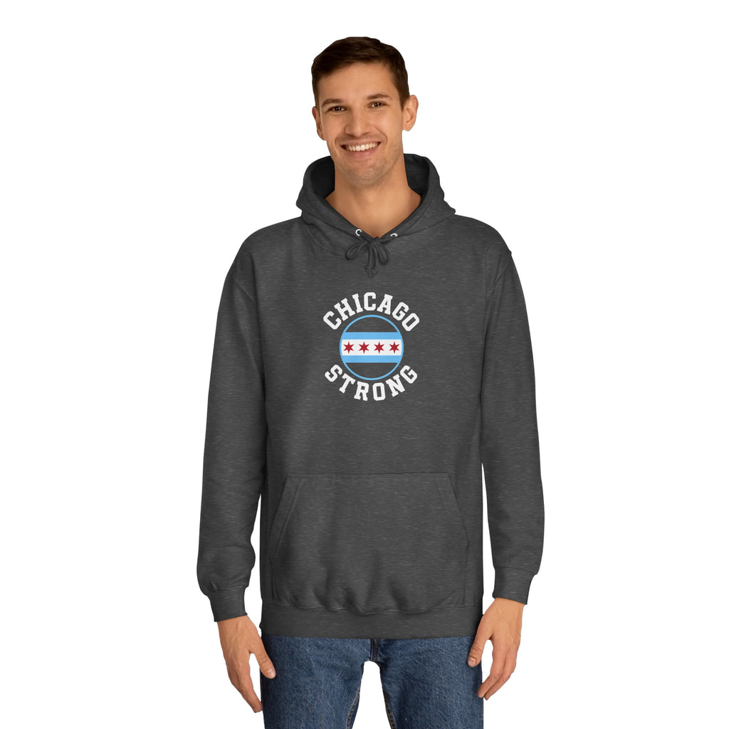 Chicago Strong Unisex Hoodie - Chicagoland Pride Pullover with Chicago Flag Emblem