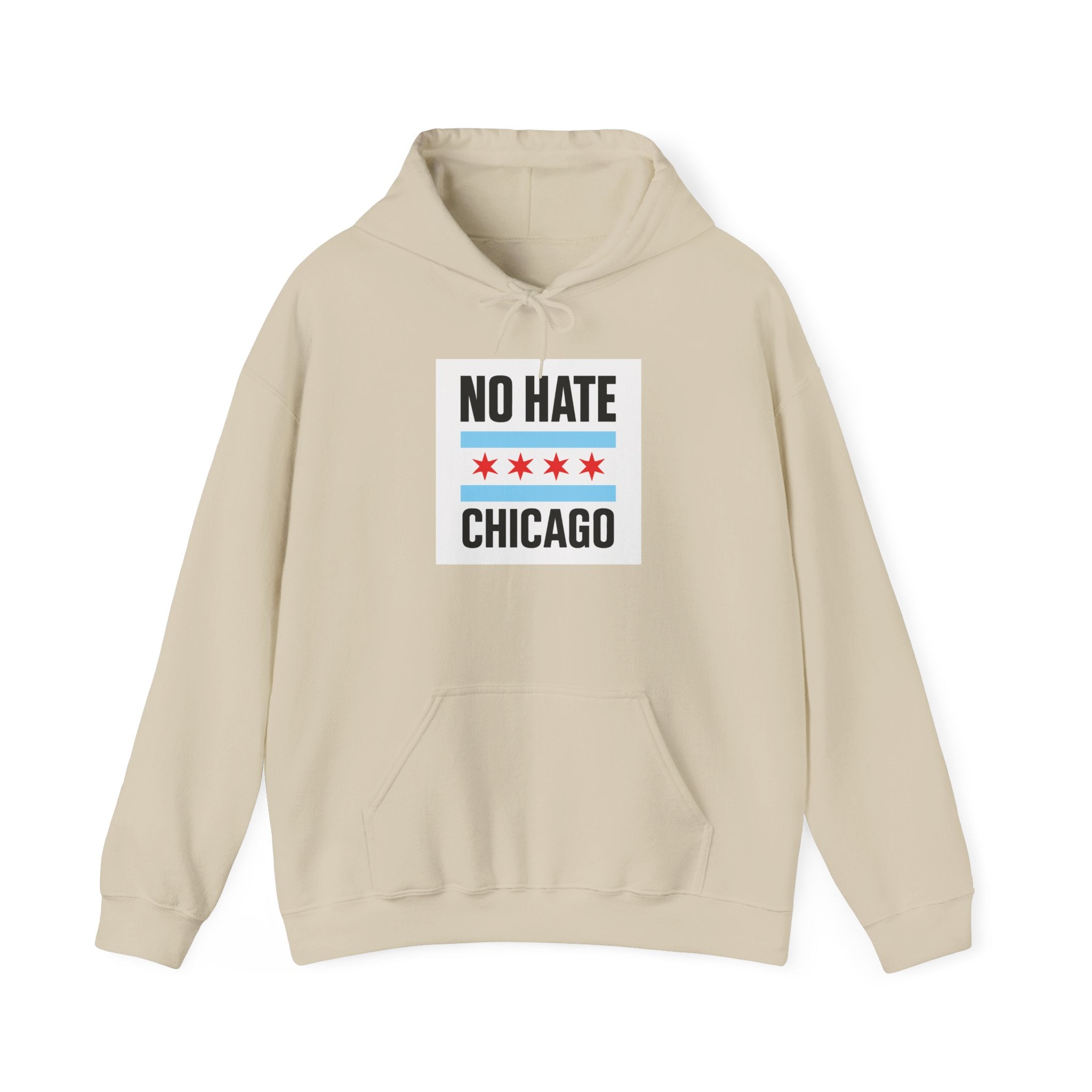 Unisex Hoodie with No Hate Chicago Design | Cozy Streetwear, Gift for Chicagoans, Political Statement, Casual Wear, Apparel