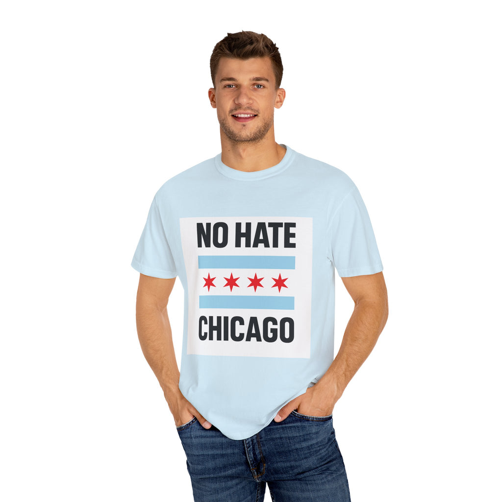 Chicago Pride Unisex T-Shirt - No Hate Chicago Activism, Social Justice, LGBTQ+ Apparel