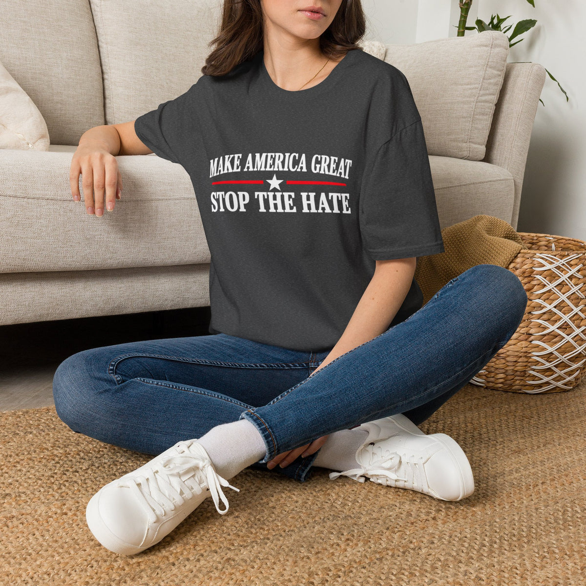 Stop the Hate T-Shirt - "Make America Great" Patriotic Anti-Hate Tee