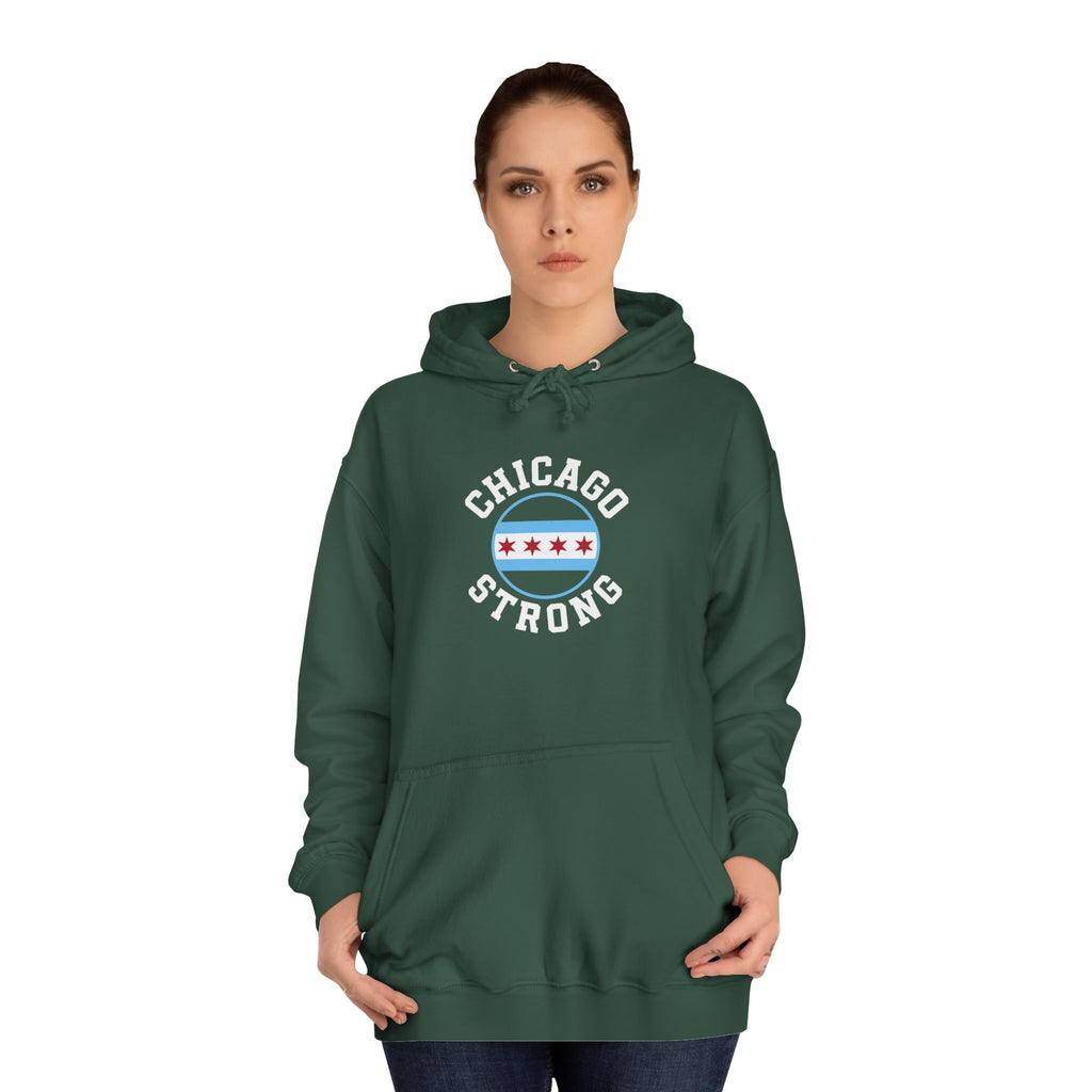 Chicago Strong Unisex Hoodie - Chicagoland Pride Pullover with Chicago Flag Emblem