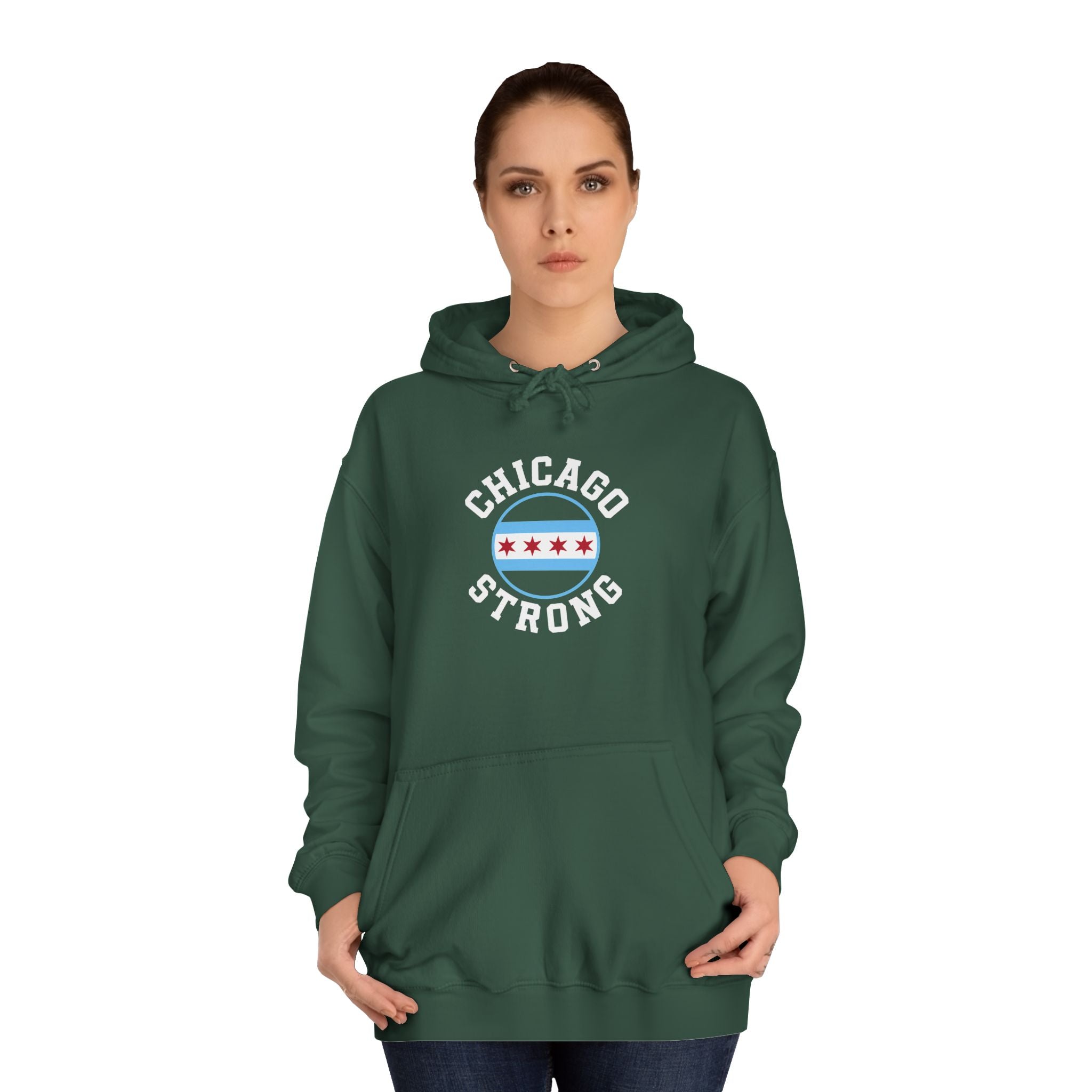 Chicago Strong Unisex Hoodie - Chicagoland Pride Pullover with Chicago Flag Emblem