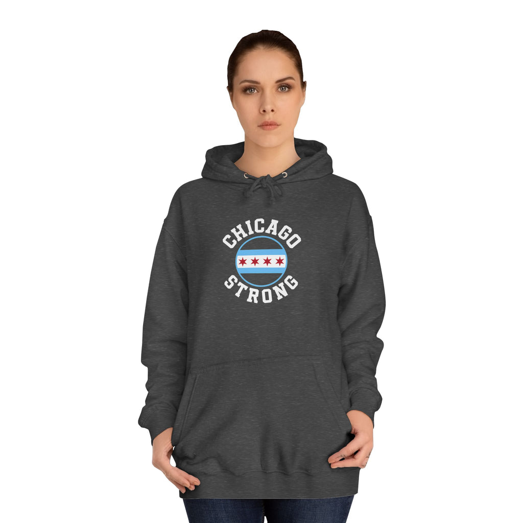 Chicago Strong Unisex Hoodie - Chicagoland Pride Pullover with Chicago Flag Emblem