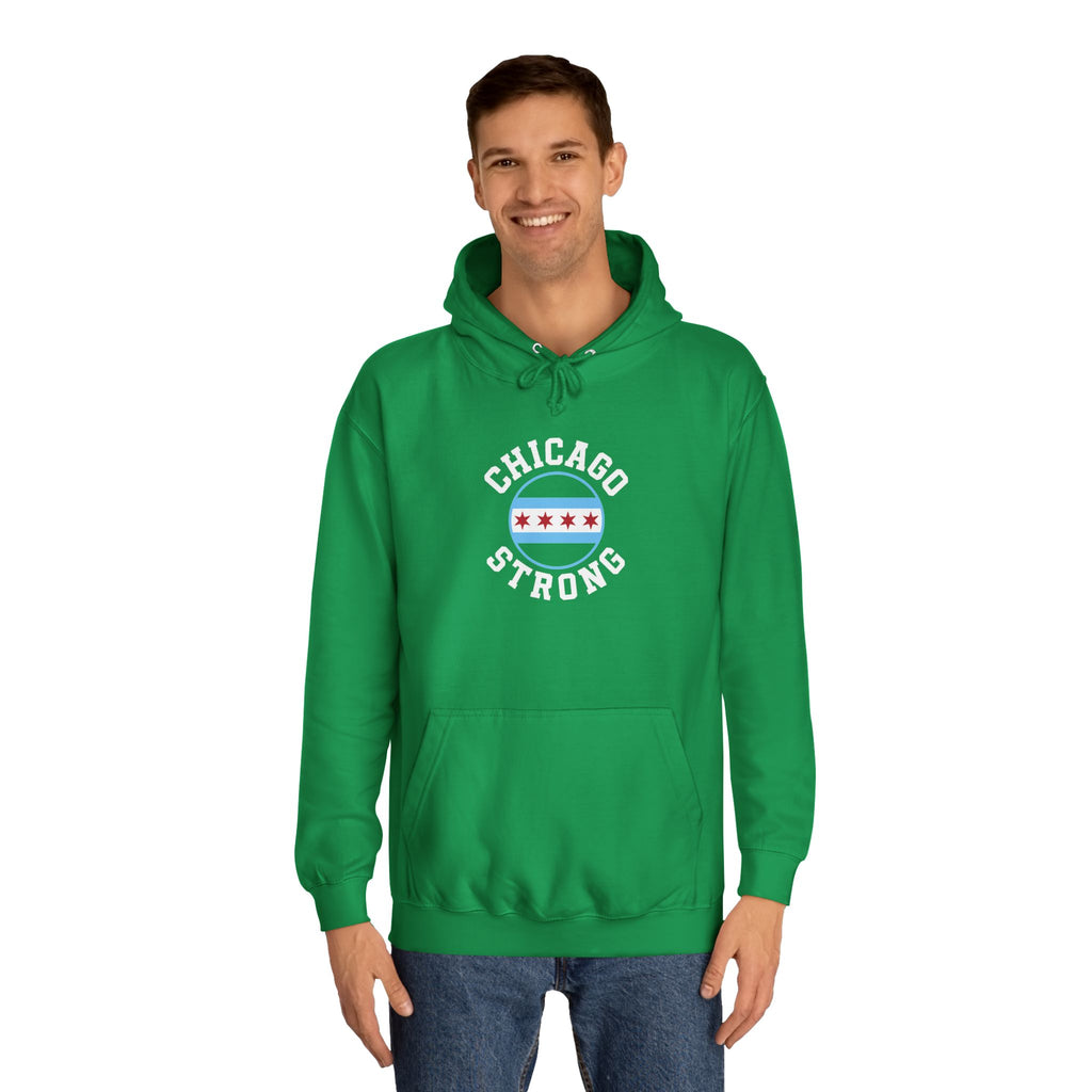 Chicago Strong Unisex Hoodie - Chicagoland Pride Pullover with Chicago Flag Emblem