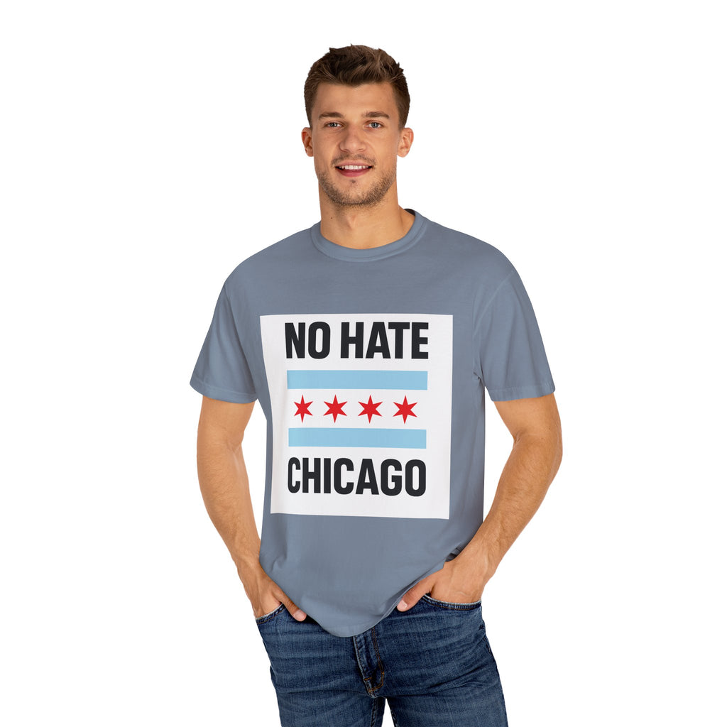 Chicago Pride Unisex T-Shirt - No Hate Chicago Activism, Social Justice, LGBTQ+ Apparel