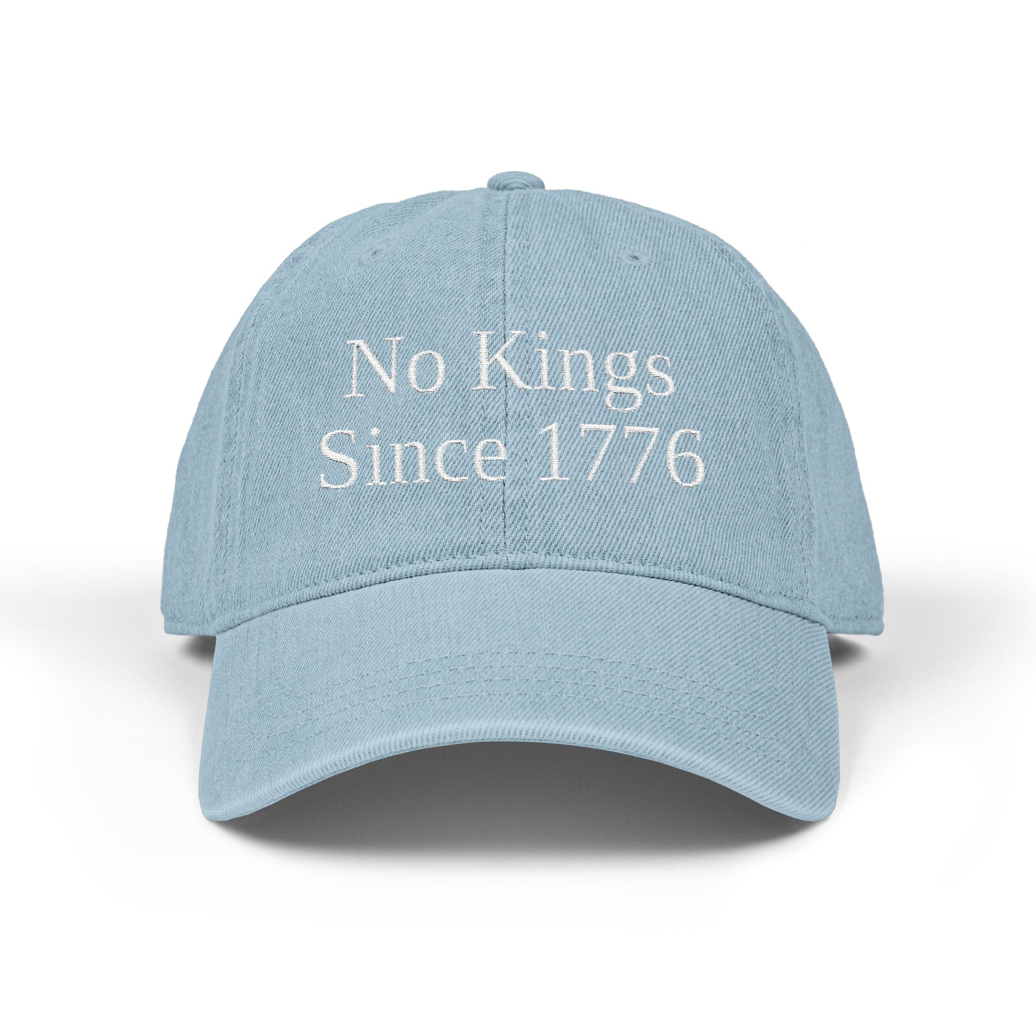 Patriotic Embroidered Denim Hat - No Kings Since 1776