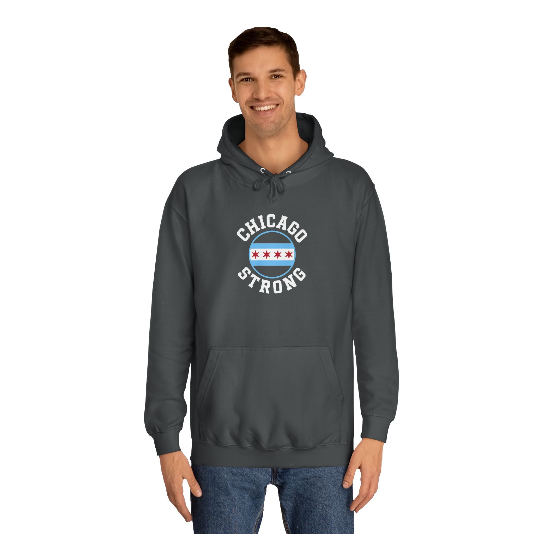 Chicago Strong Unisex Hoodie - Chicagoland Pride Pullover with Chicago Flag Emblem