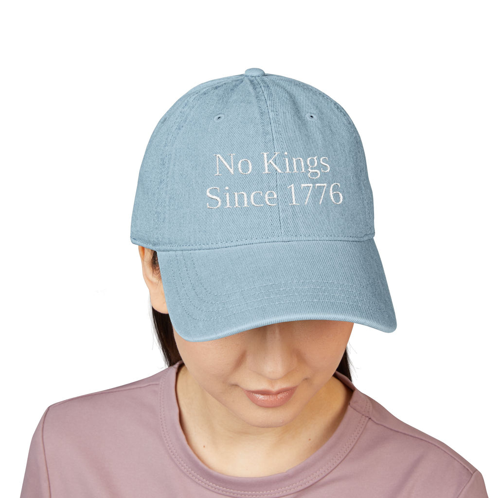Patriotic Embroidered Denim Hat - No Kings Since 1776