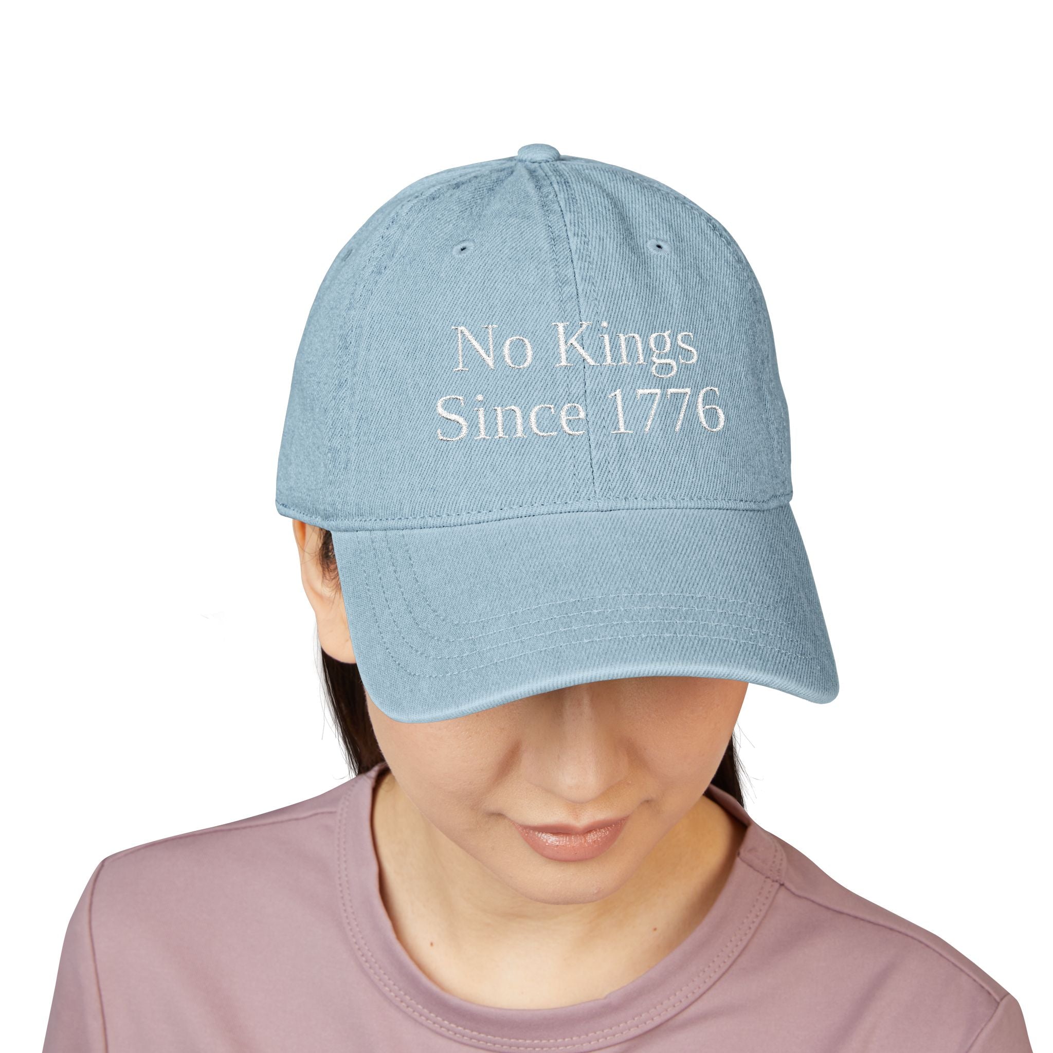 Patriotic Embroidered Denim Hat - No Kings Since 1776