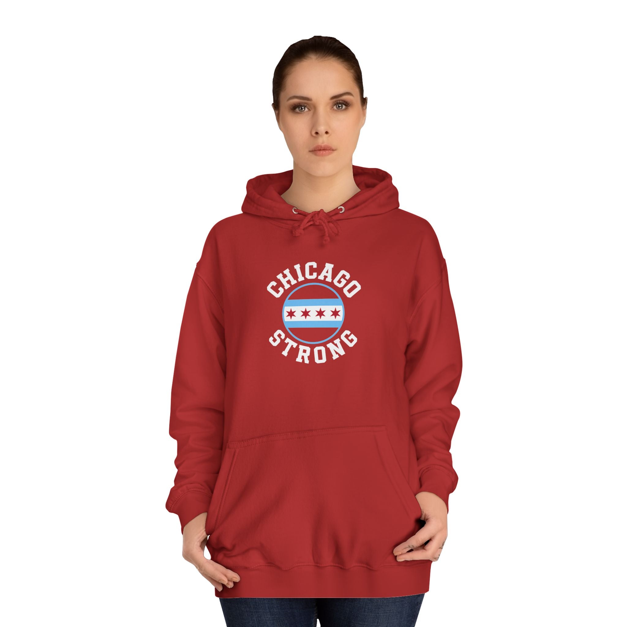 Chicago Strong Unisex Hoodie - Chicagoland Pride Pullover with Chicago Flag Emblem