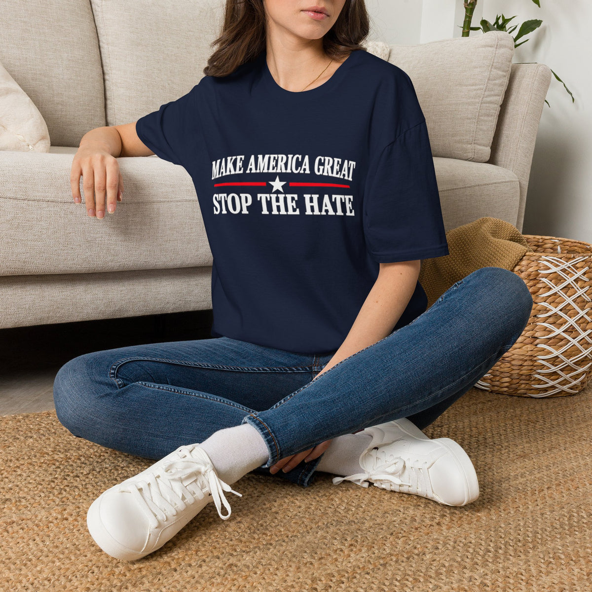 Stop the Hate T-Shirt - "Make America Great" Patriotic Anti-Hate Tee