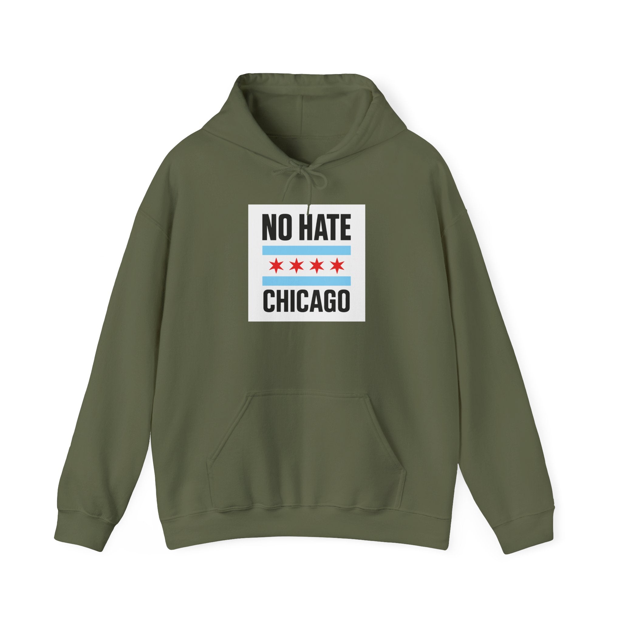 Unisex Hoodie with No Hate Chicago Design | Cozy Streetwear, Gift for Chicagoans, Political Statement, Casual Wear, Apparel