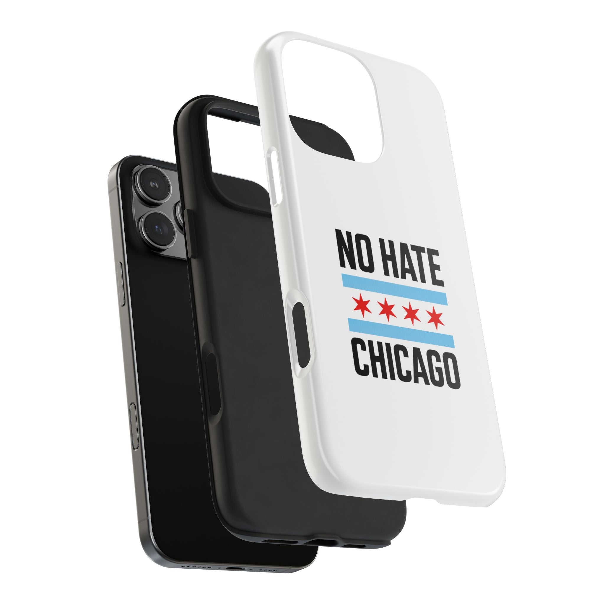 Tough Phone Cases with Chicago Flag Design, No Hate Chicago Mobile Case, Gift for Chicago Lovers, Pride Accessories,  Holiday Present