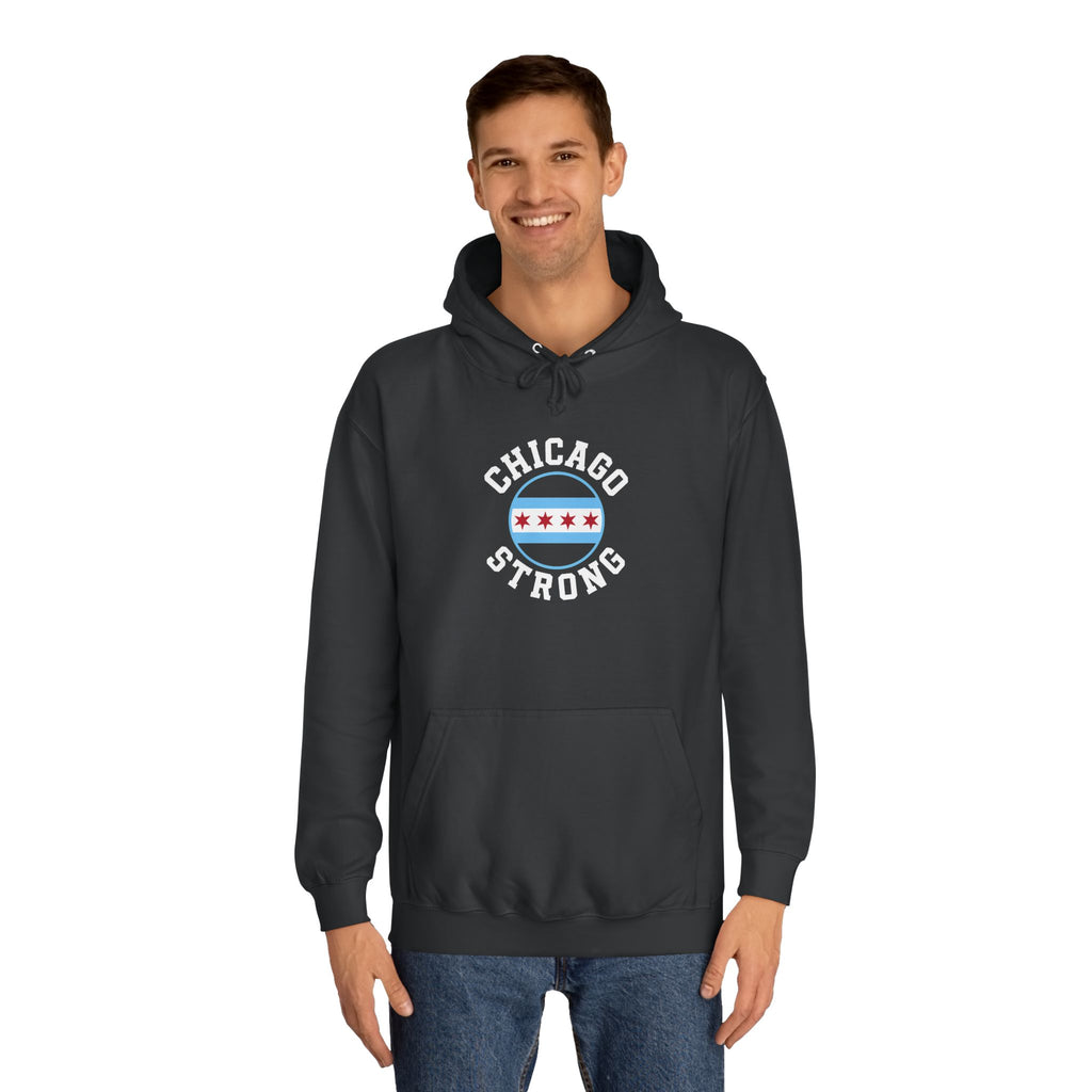 Chicago Strong Unisex Hoodie - Chicagoland Pride Pullover with Chicago Flag Emblem