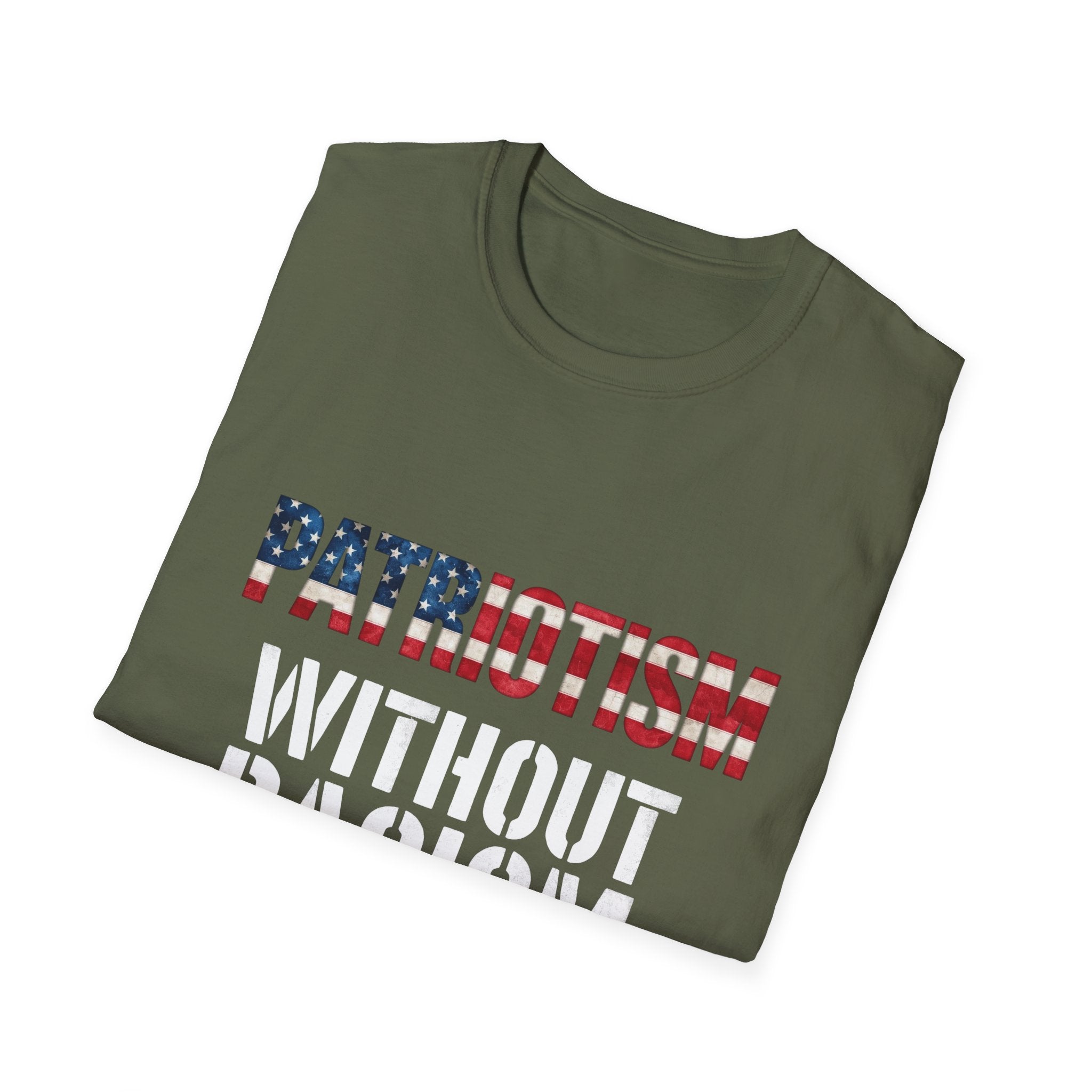 Patriotism Without Racism T-Shirt, Unisex Softstyle Tee, No Hate Shirt, Social Justice Apparel, Equality Statement Top