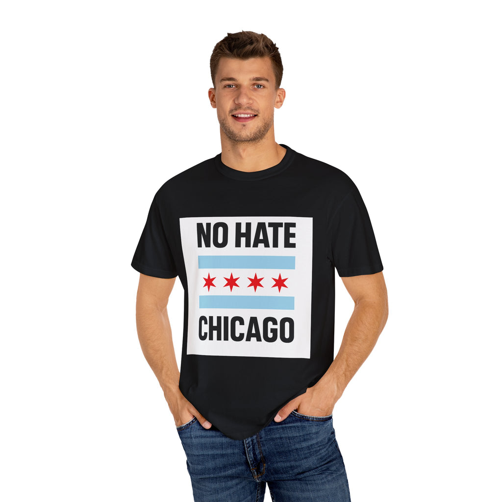 Chicago Pride Unisex T-Shirt - No Hate Chicago Activism, Social Justice, LGBTQ+ Apparel
