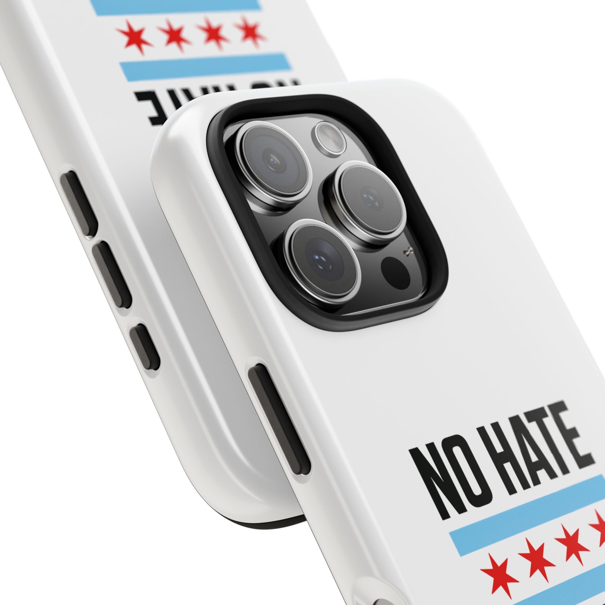 Tough Phone Cases with Chicago Flag Design, No Hate Chicago Mobile Case, Gift for Chicago Lovers, Pride Accessories,  Holiday Present