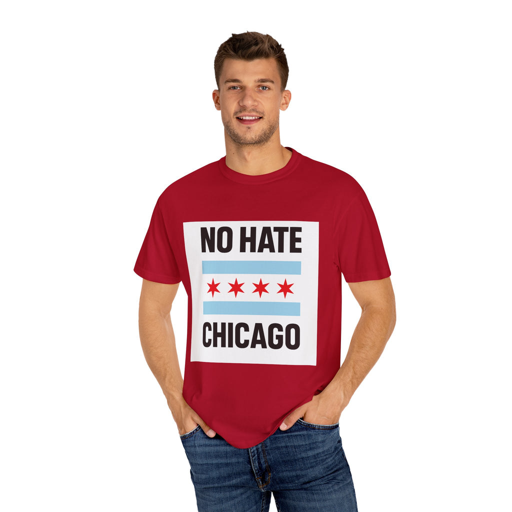 Chicago Pride Unisex T-Shirt - No Hate Chicago Activism, Social Justice, LGBTQ+ Apparel