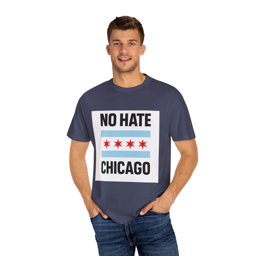 Chicago Pride Unisex T-Shirt - No Hate Chicago Activism, Social Justice, LGBTQ+ Apparel