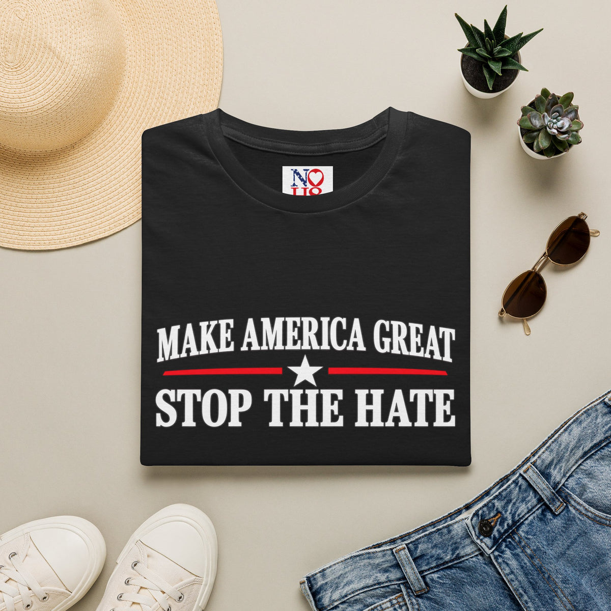 Stop the Hate T-Shirt - "Make America Great" Patriotic Anti-Hate Tee