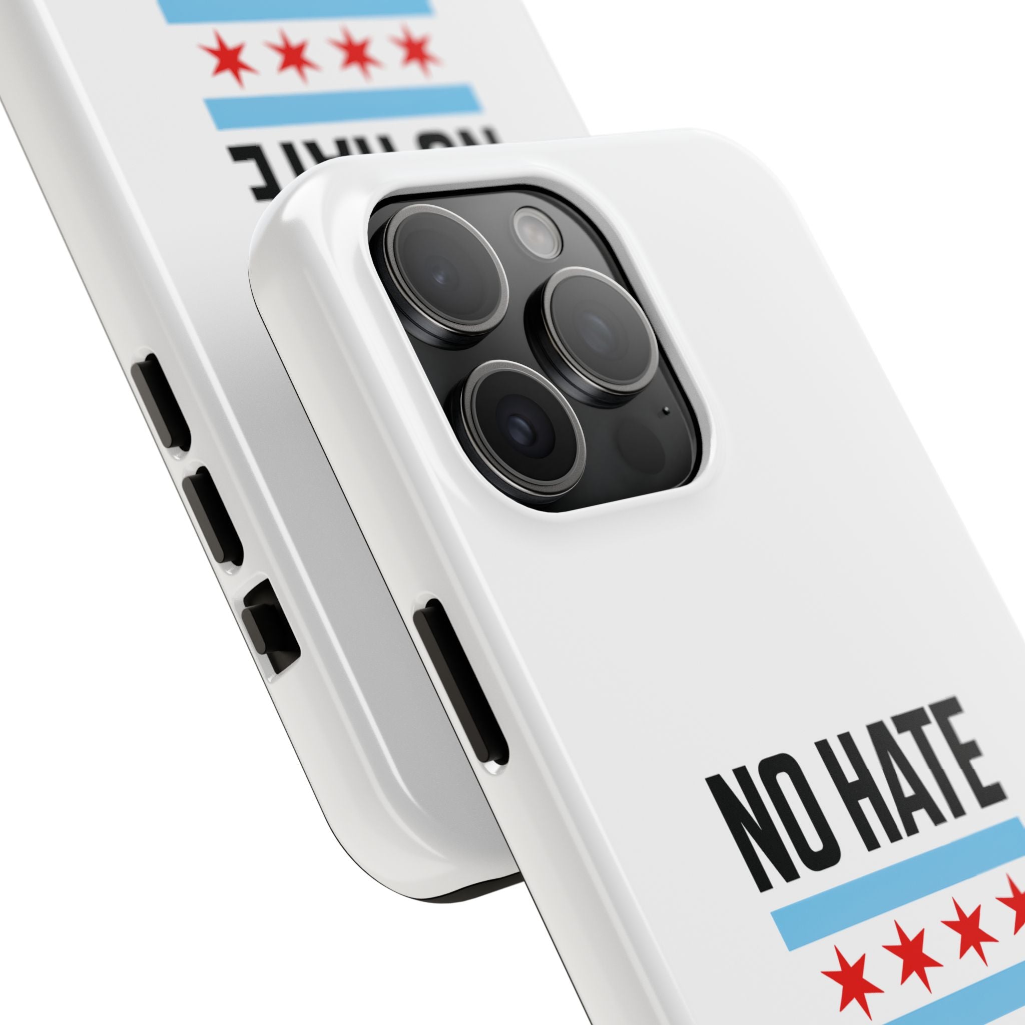 Tough Phone Cases with Chicago Flag Design, No Hate Chicago Mobile Case, Gift for Chicago Lovers, Pride Accessories,  Holiday Present