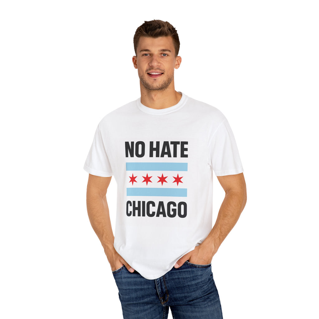 Chicago Pride Unisex T-Shirt - No Hate Chicago Activism, Social Justice, LGBTQ+ Apparel