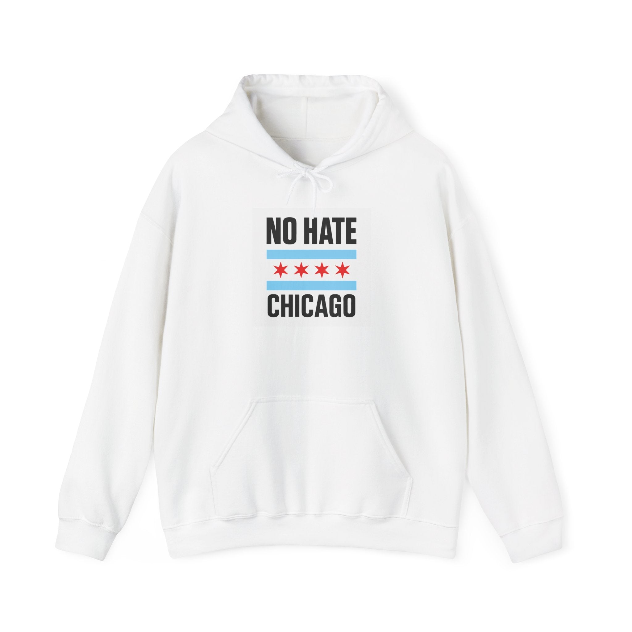 Unisex Hoodie with No Hate Chicago Design | Cozy Streetwear, Gift for Chicagoans, Political Statement, Casual Wear, Apparel