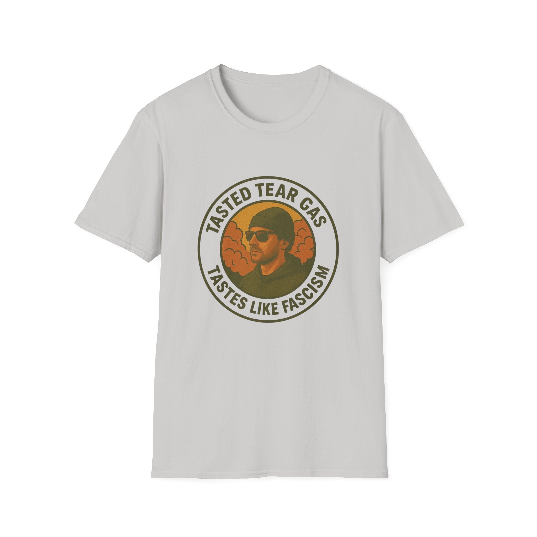 Protests T-Shirt with Bold Graphic: 'Tasted Tear Gas, Tastes Like Fascism'