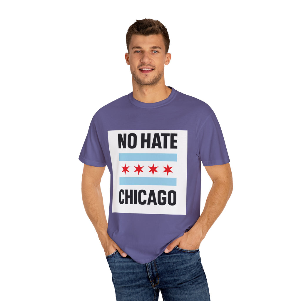 Chicago Pride Unisex T-Shirt - No Hate Chicago Activism, Social Justice, LGBTQ+ Apparel