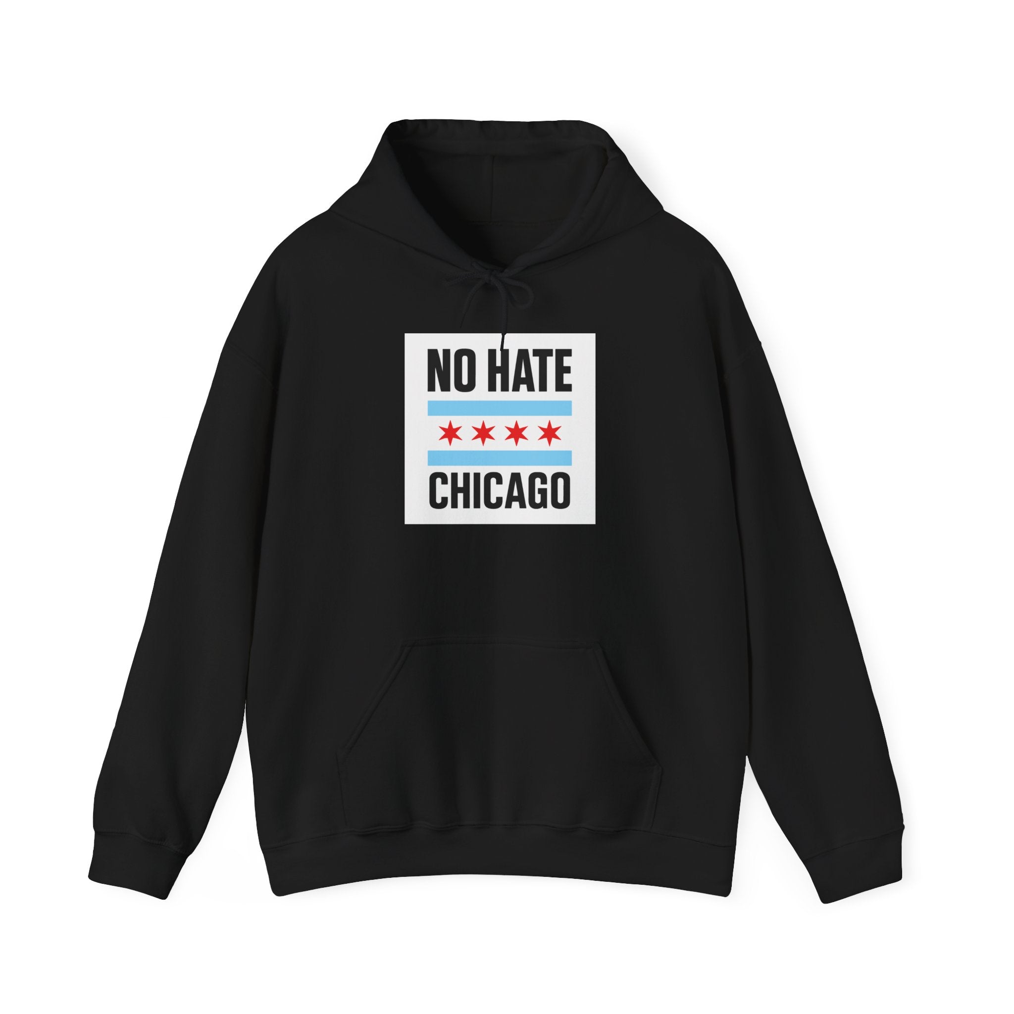 Unisex Hoodie with No Hate Chicago Design | Cozy Streetwear, Gift for Chicagoans, Political Statement, Casual Wear, Apparel