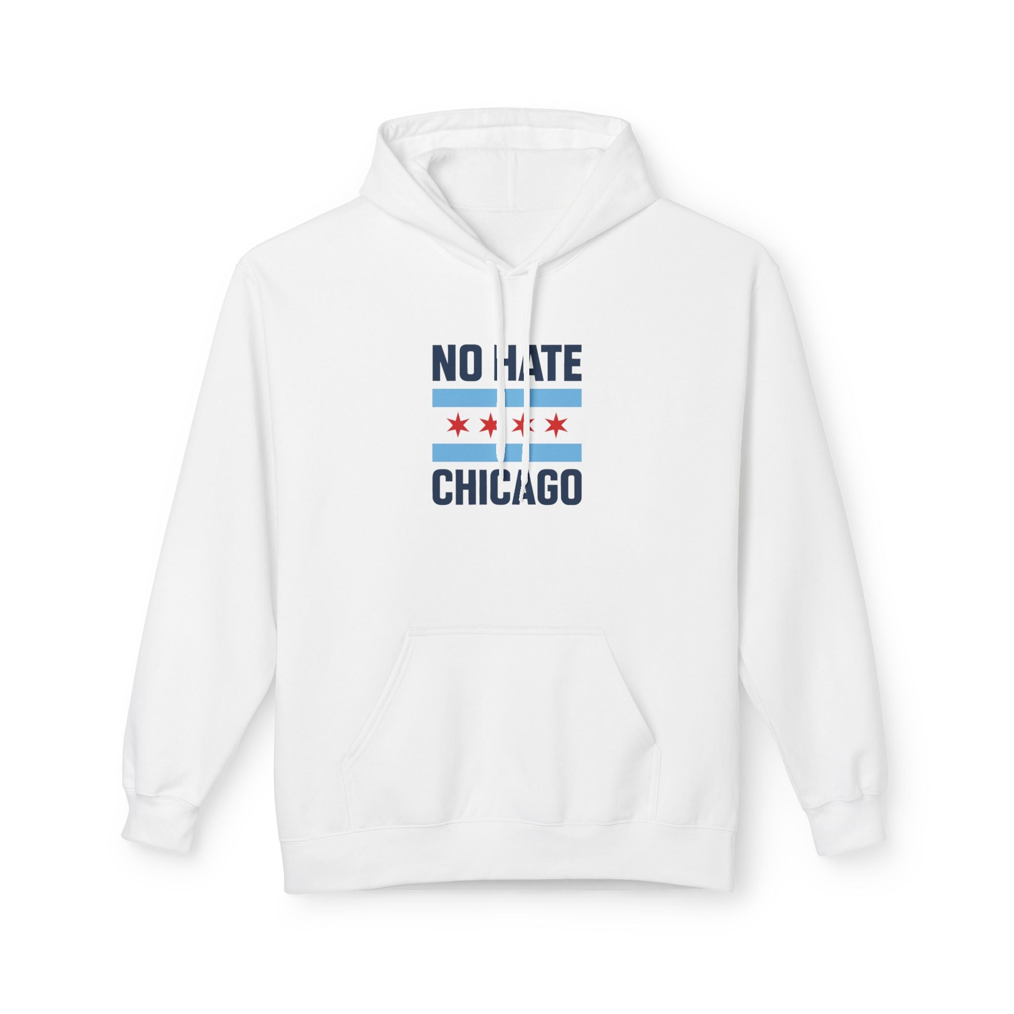Chicago No Hate Fleece Hoodie, Unisex Casual Sweatshirt, Cozy Gift for Friends, City Pride Apparel, Perfect for Everyday Wear
