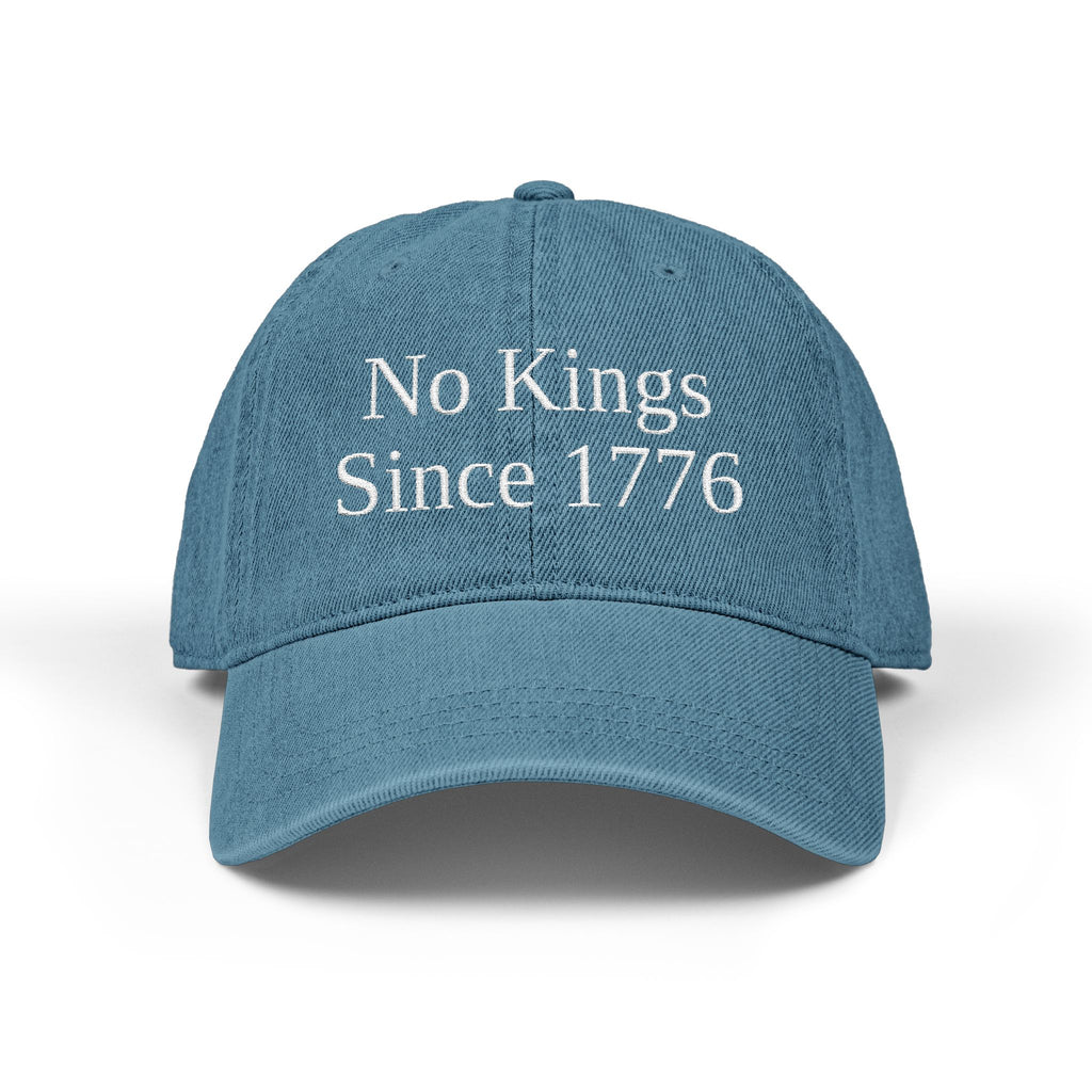 Patriotic Embroidered Denim Hat - No Kings Since 1776