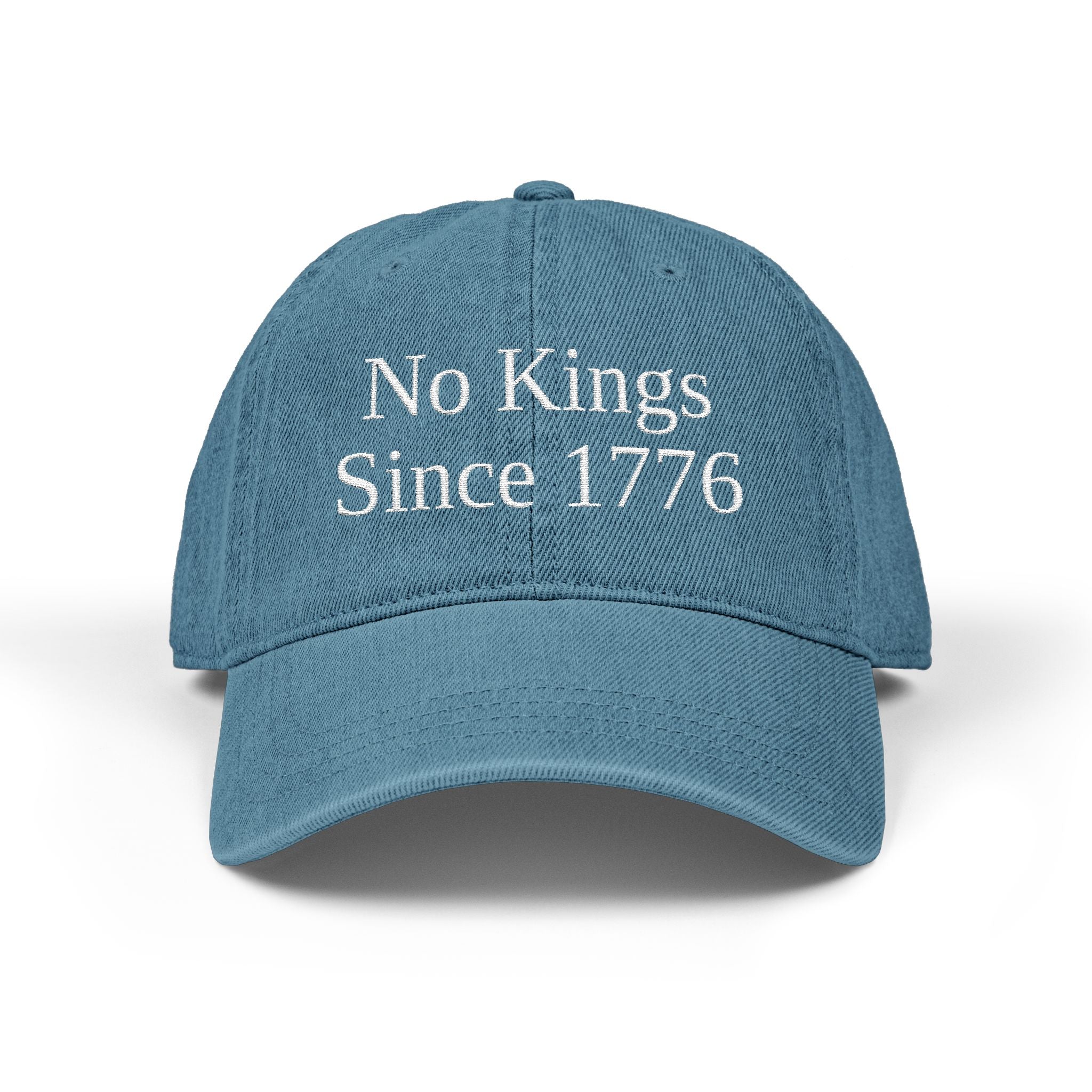 Patriotic Embroidered Denim Hat - No Kings Since 1776