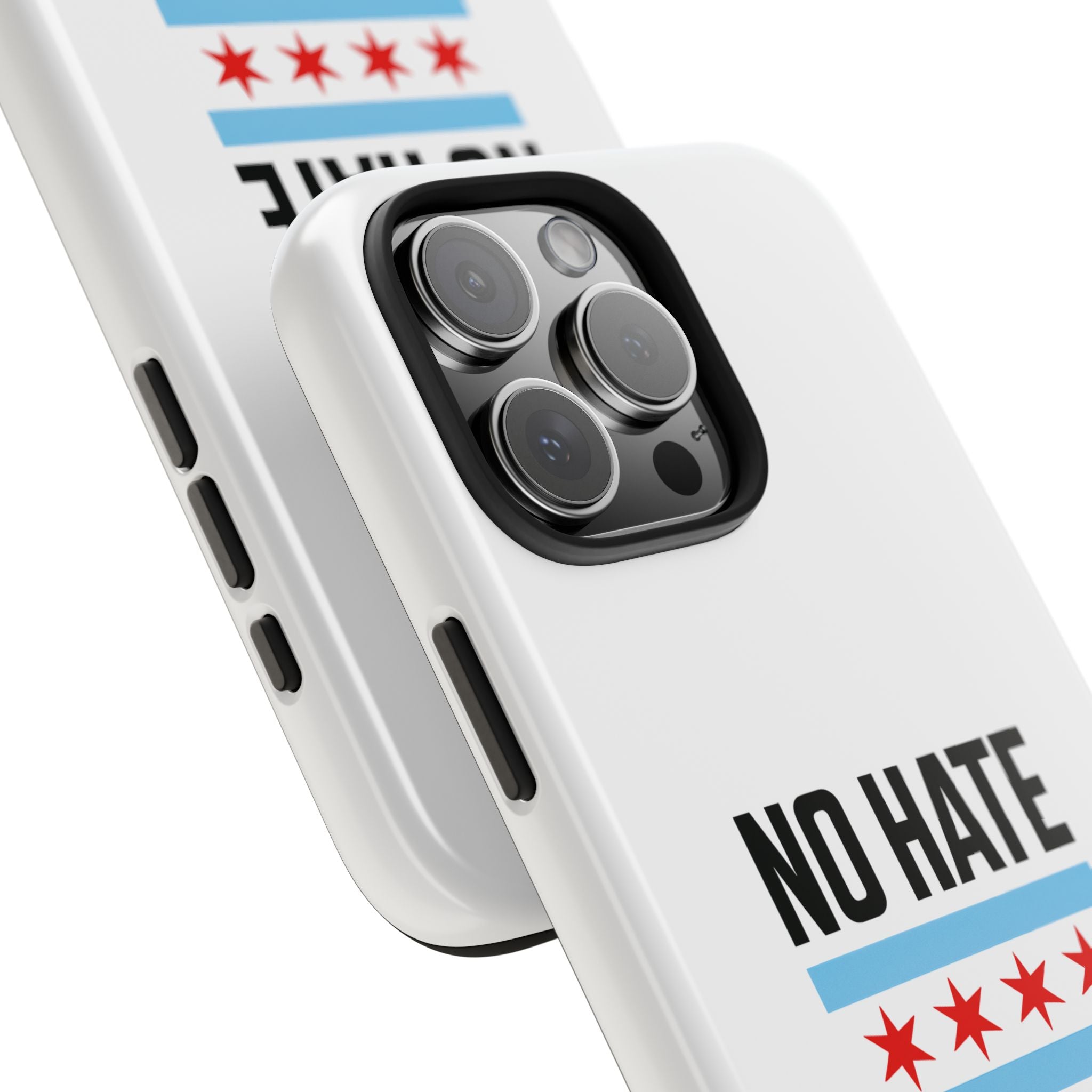 Tough Phone Cases with Chicago Flag Design, No Hate Chicago Mobile Case, Gift for Chicago Lovers, Pride Accessories,  Holiday Present