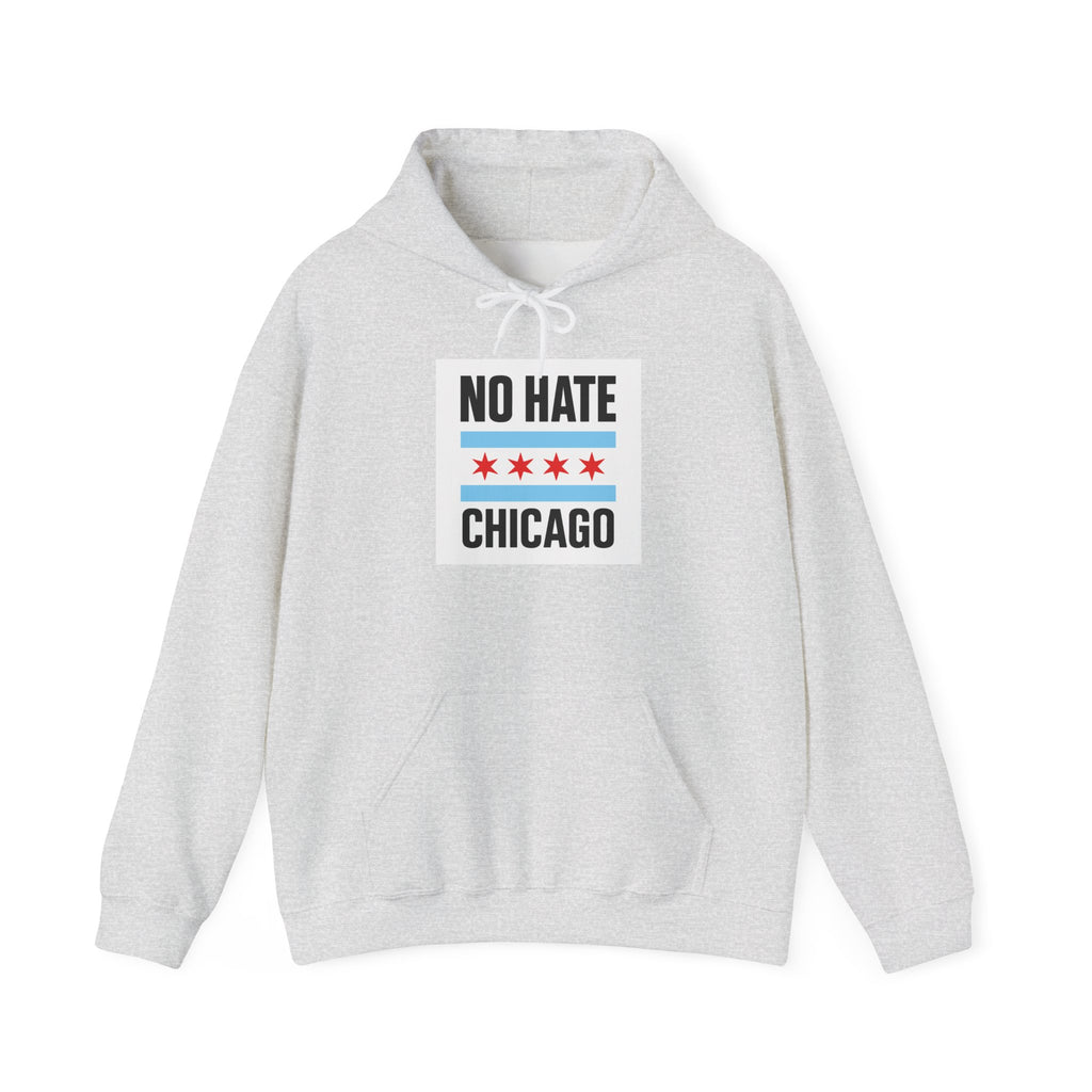 Unisex Hoodie with No Hate Chicago Design | Cozy Streetwear, Gift for Chicagoans, Political Statement, Casual Wear, Apparel