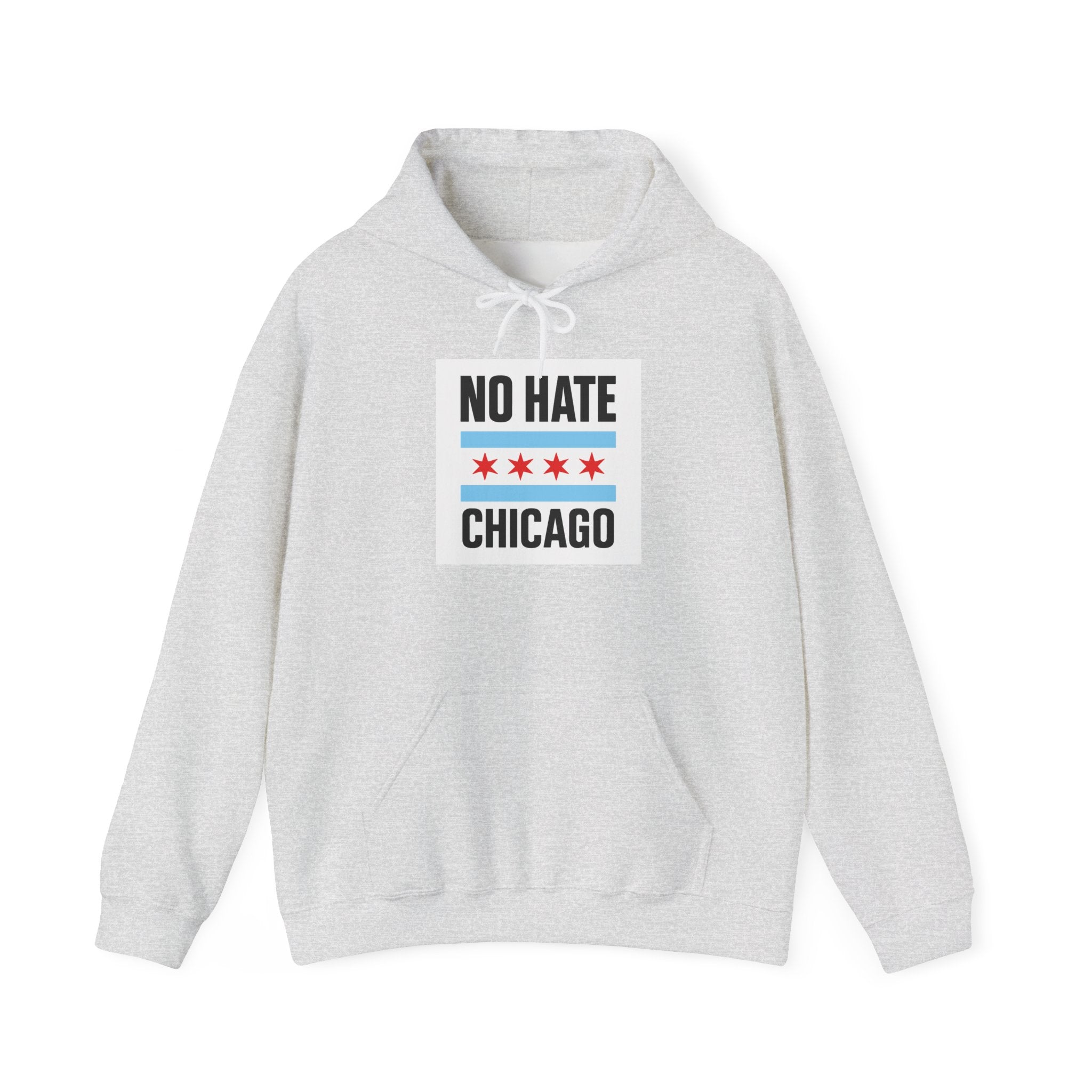 Unisex Hoodie with No Hate Chicago Design | Cozy Streetwear, Gift for Chicagoans, Political Statement, Casual Wear, Apparel