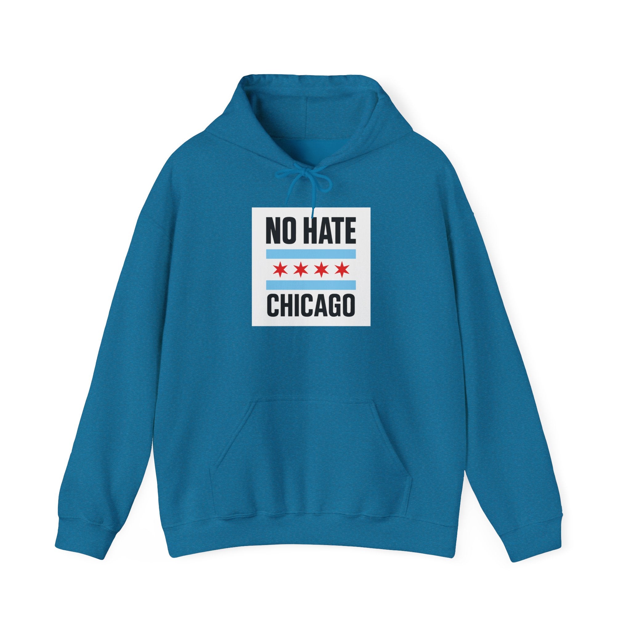 Unisex Hoodie with No Hate Chicago Design | Cozy Streetwear, Gift for Chicagoans, Political Statement, Casual Wear, Apparel