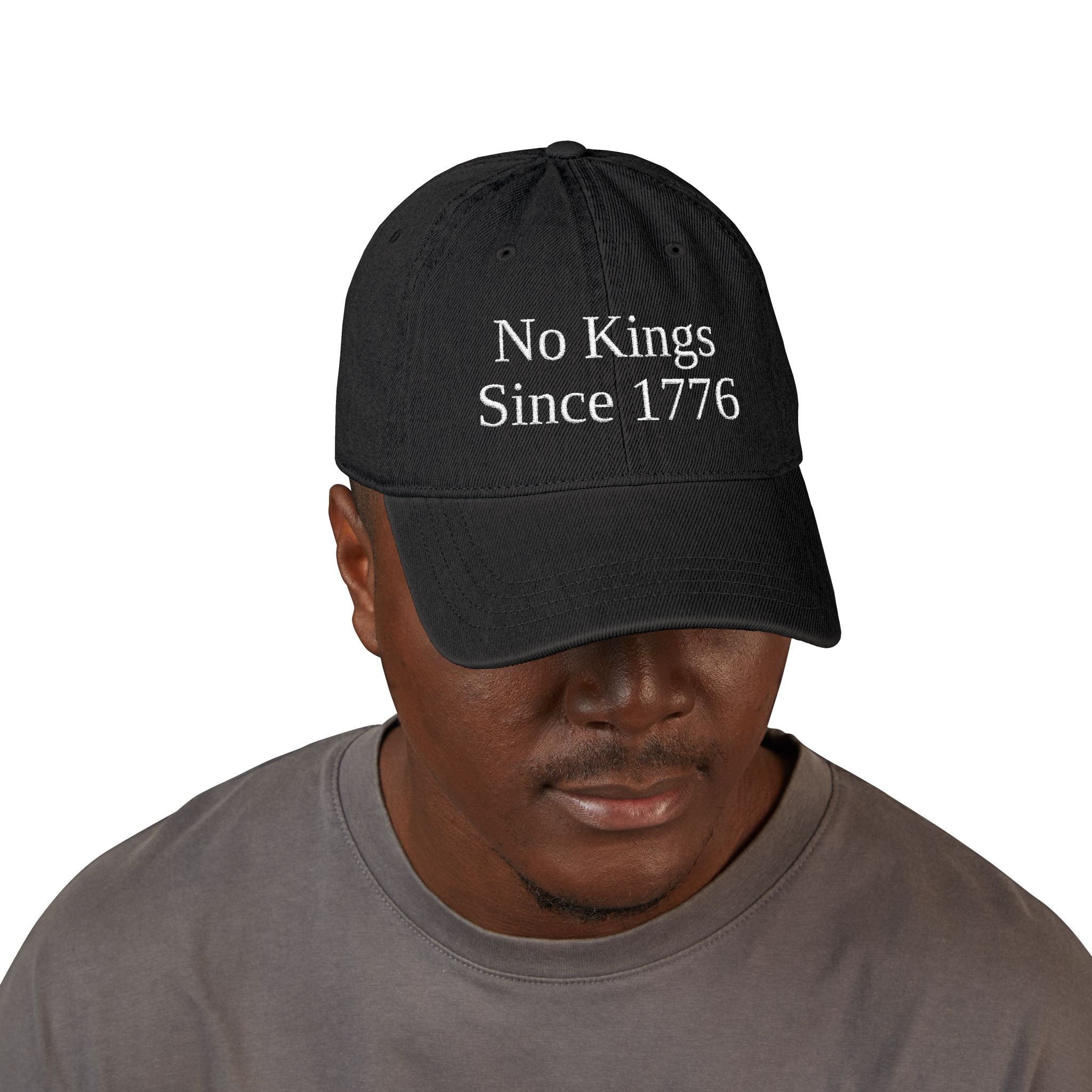 Patriotic Embroidered Denim Hat - No Kings Since 1776