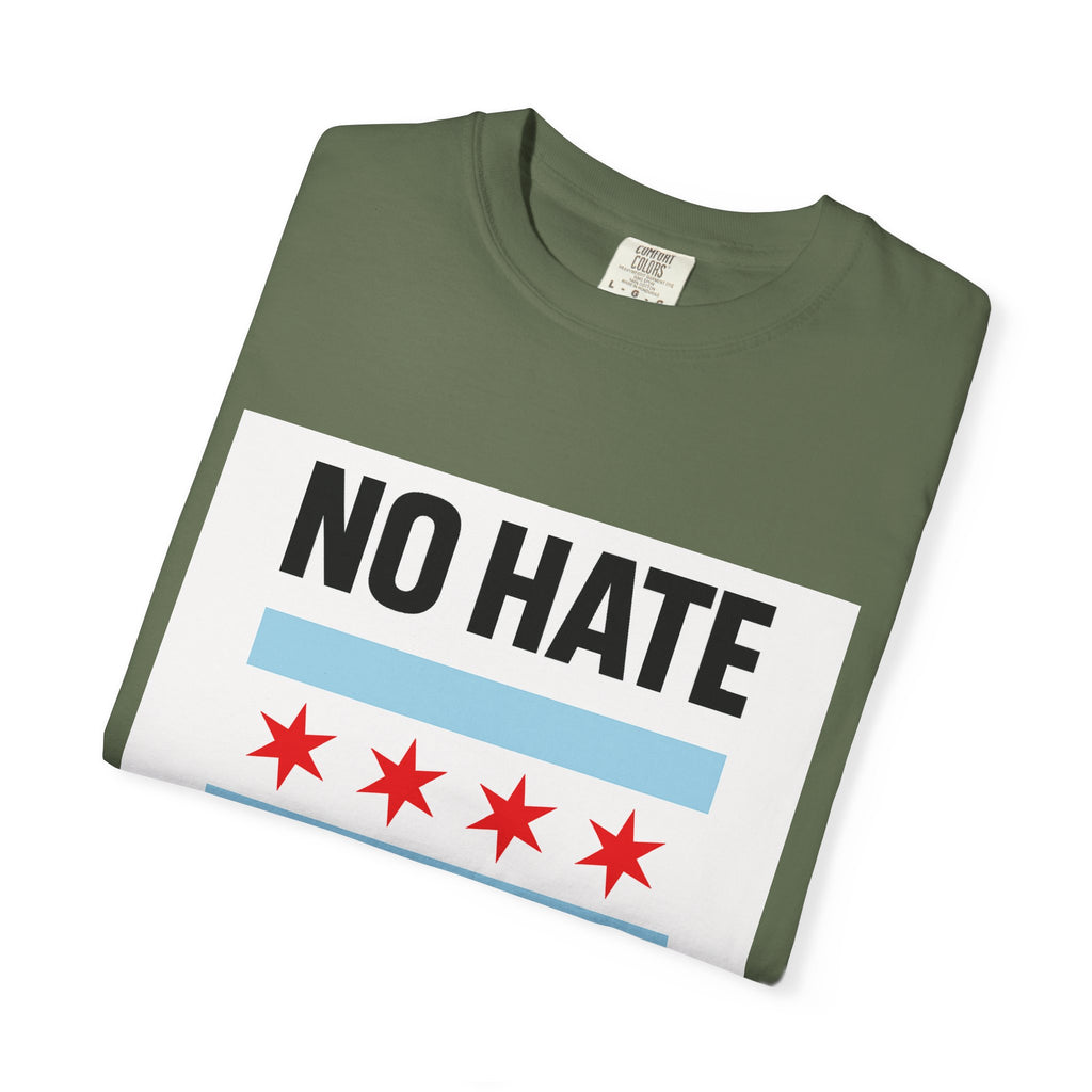 Chicago Pride Unisex T-Shirt - No Hate Chicago Activism, Social Justice, LGBTQ+ Apparel