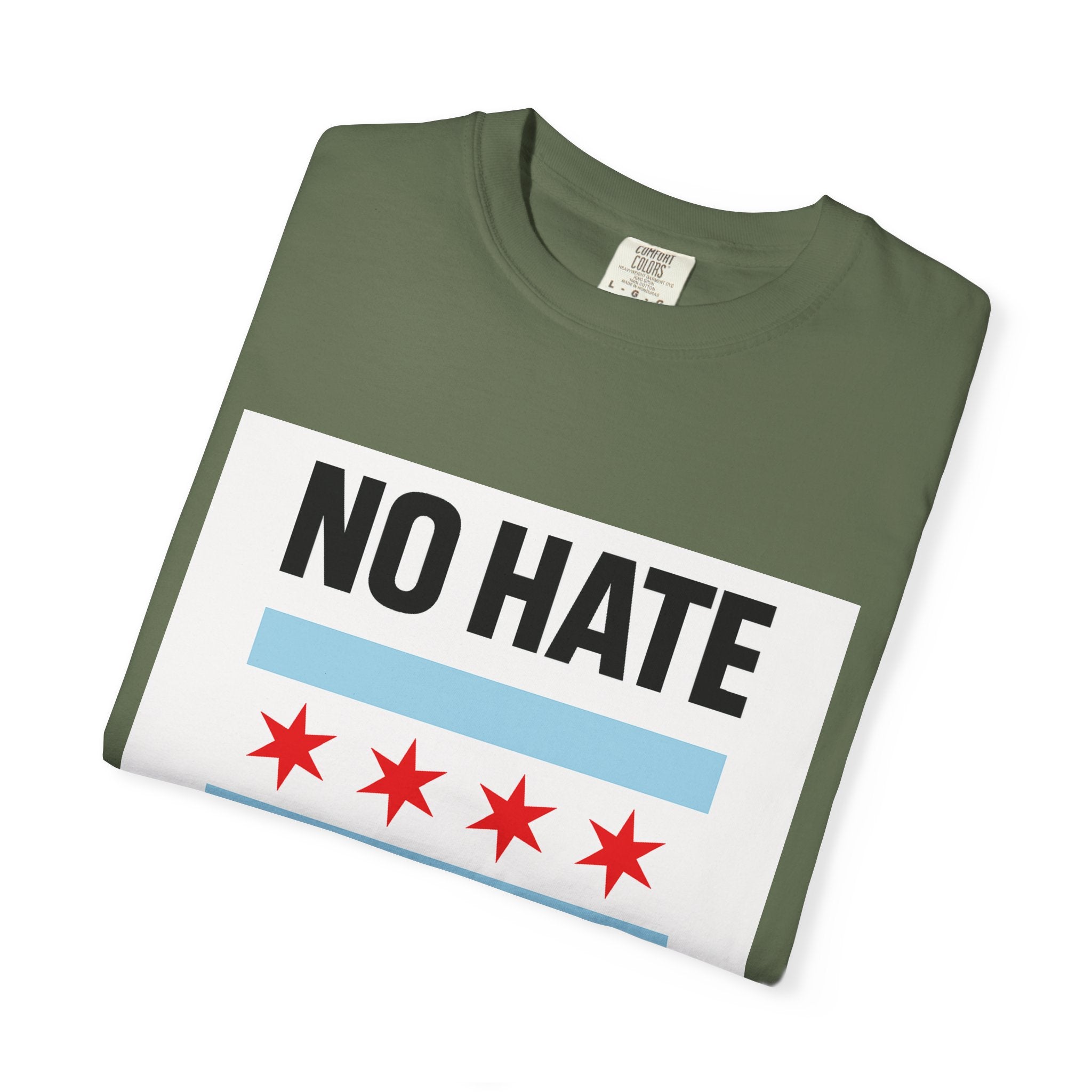Chicago Pride Unisex T-Shirt - No Hate Chicago Activism, Social Justice, LGBTQ+ Apparel
