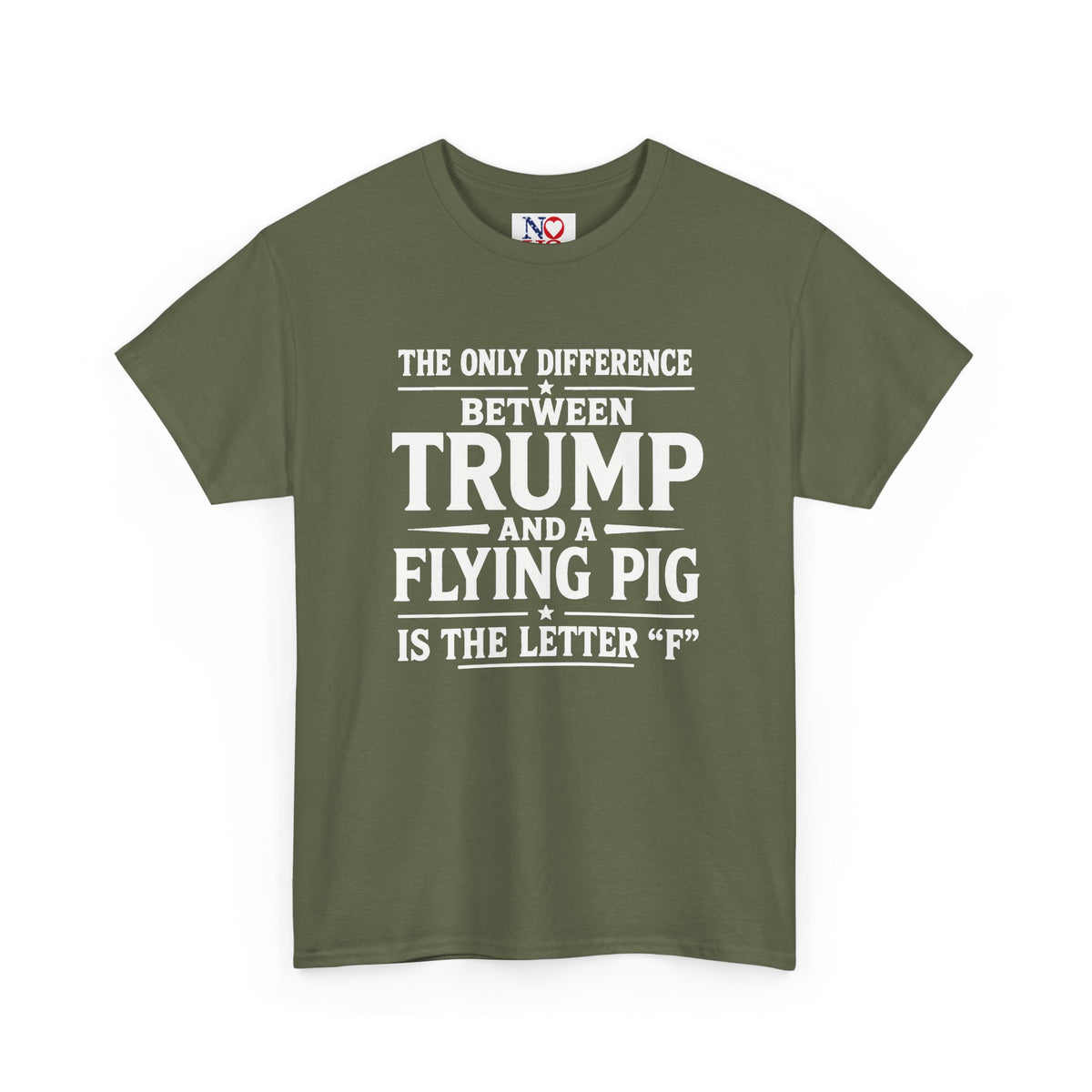 Political Statement Tee — “The Only Difference Between Trump and a Flying Pig Is the Letter ‘F’” (Back: Your Vote, Your Voice, Your Future)