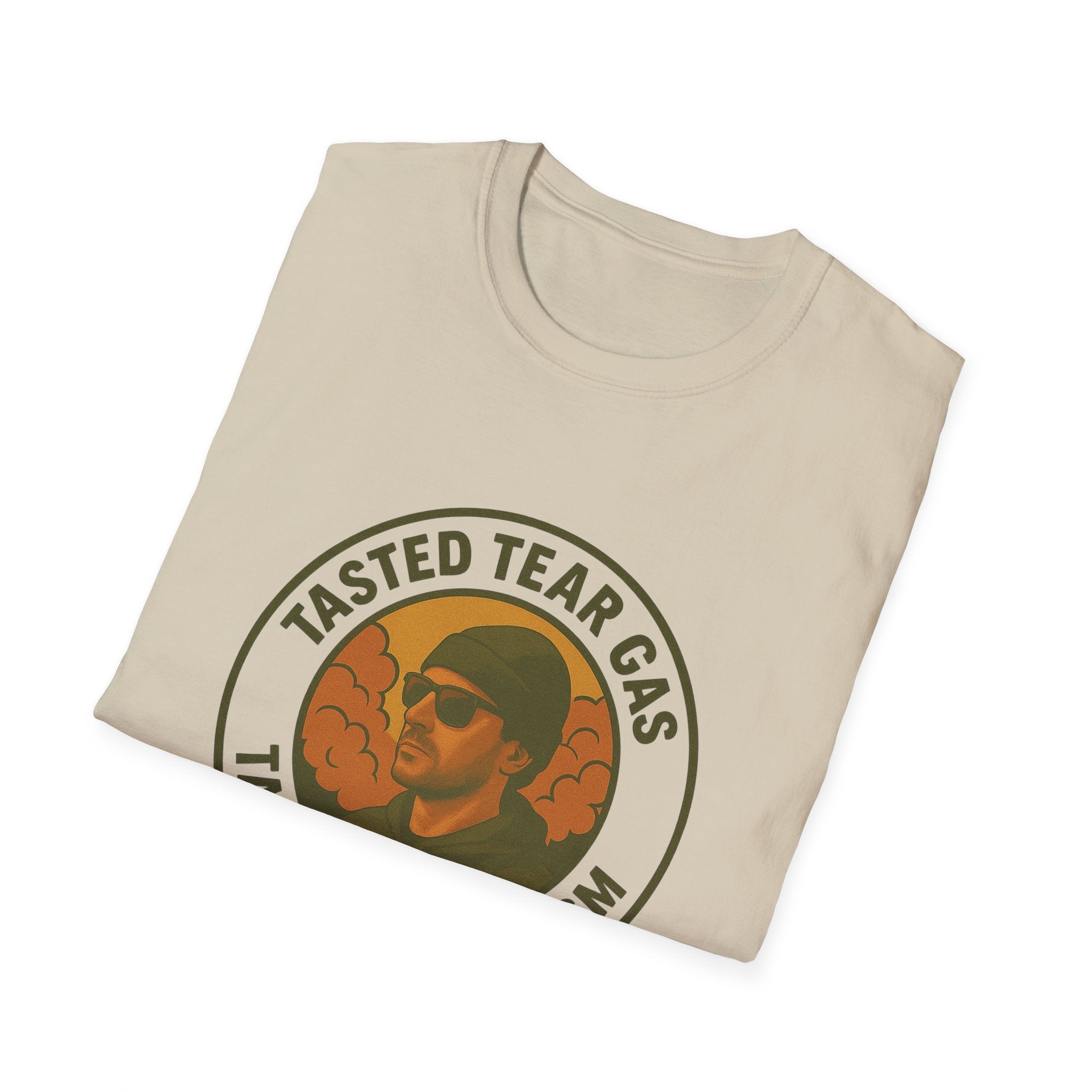 Protests T-Shirt with Bold Graphic: 'Tasted Tear Gas, Tastes Like Fascism'
