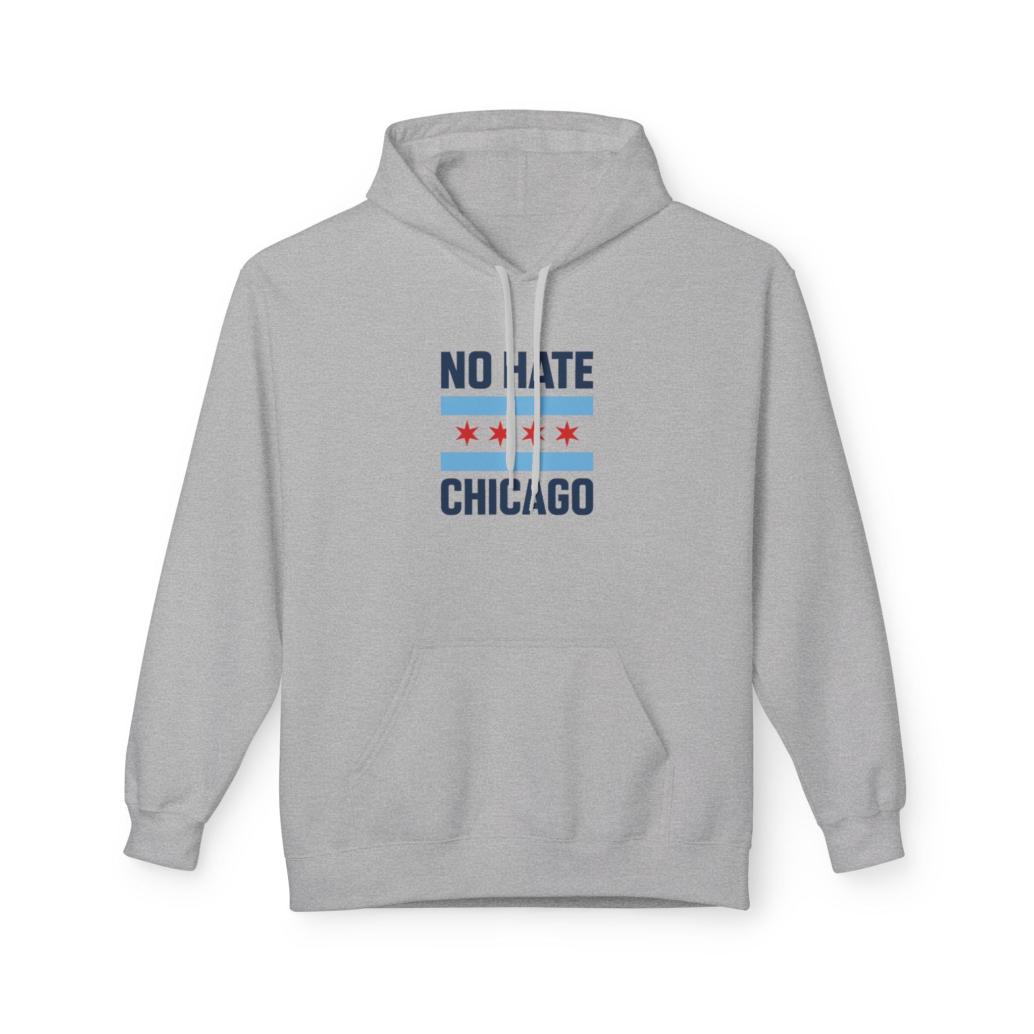 Chicago No Hate Fleece Hoodie, Unisex Casual Sweatshirt, Cozy Gift for Friends, City Pride Apparel, Perfect for Everyday Wear