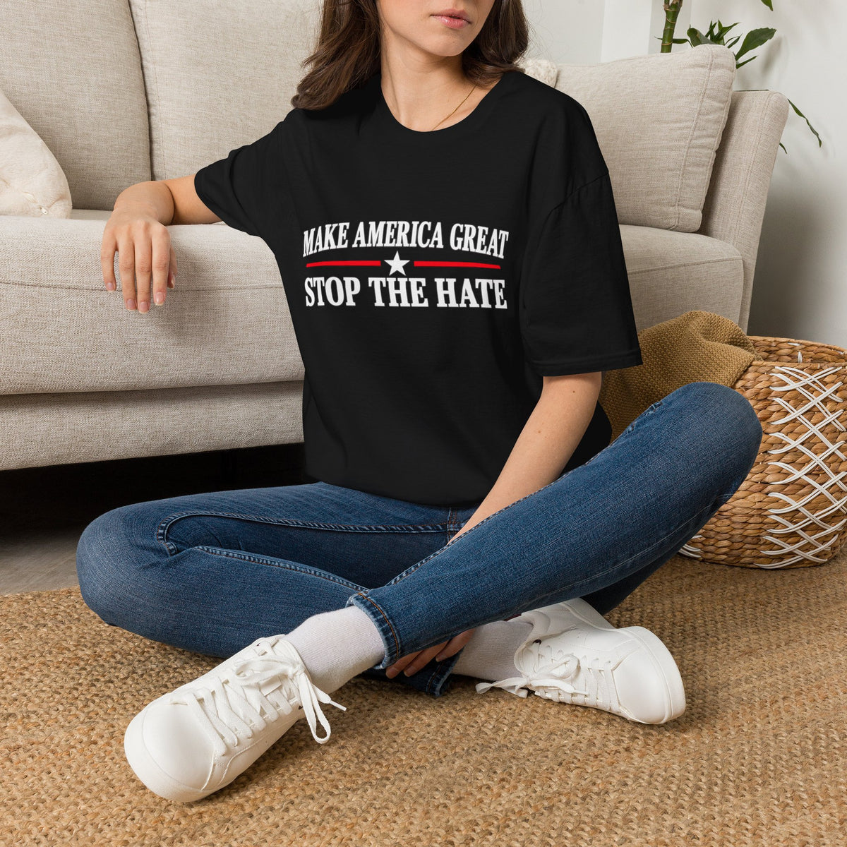 Stop the Hate T-Shirt - "Make America Great" Patriotic Anti-Hate Tee