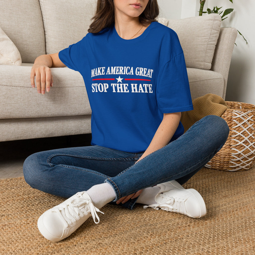 Stop the Hate T-Shirt - "Make America Great" Patriotic Anti-Hate Tee
